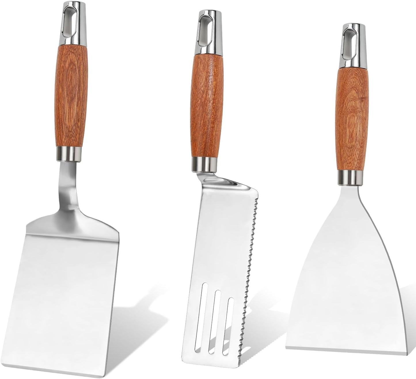 Stainless Steel Spatula Set of 3, Metal Spatulas for Cast Iron Skillet, Heavy Du