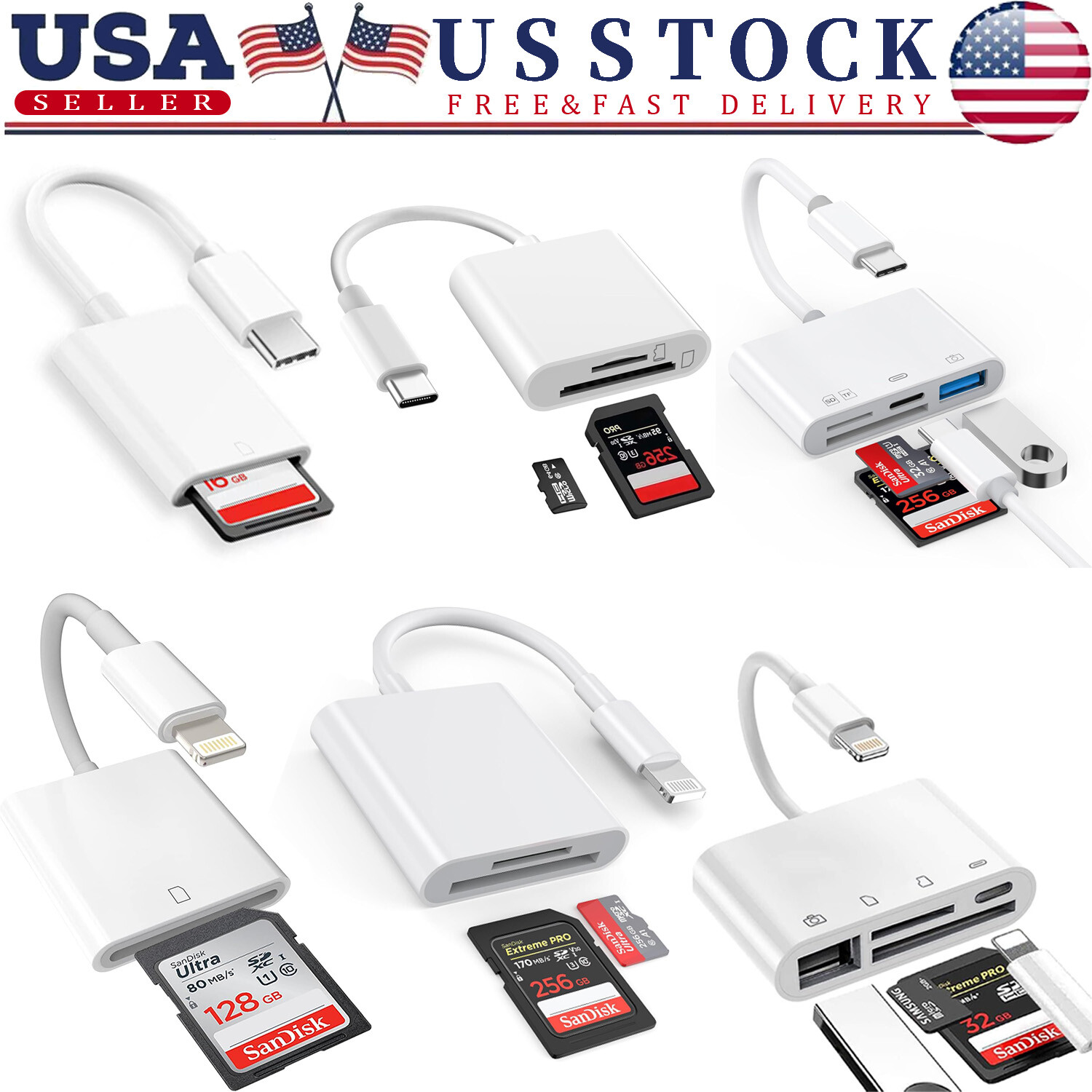 TF/SD Card Adapter Camera Reader Camera Android Type-c For iPhone15 Pro Max Plus