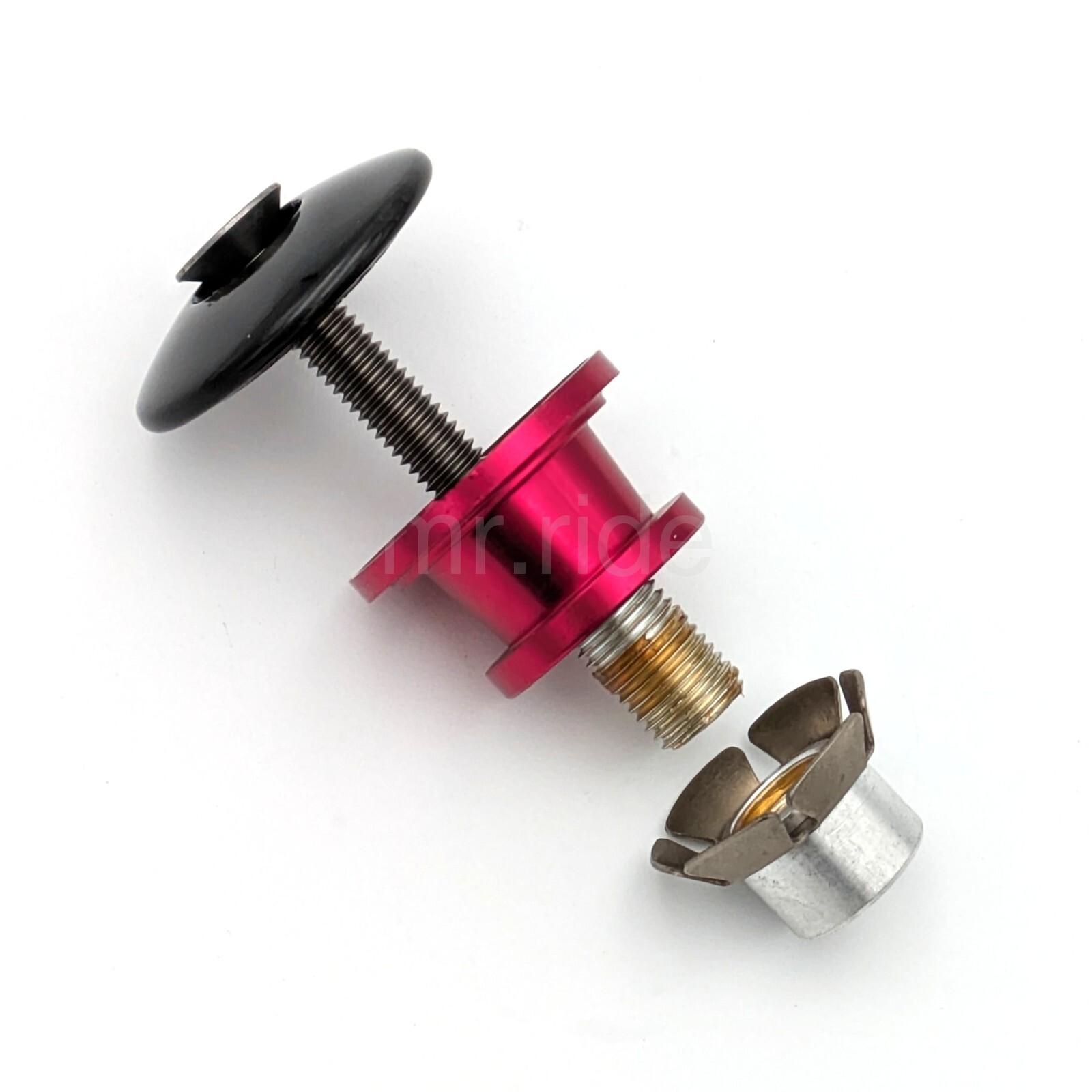 mr-ride Fork Steerer compressor/Expander plug W/ carbon Top Cap 1 1/8" Red
