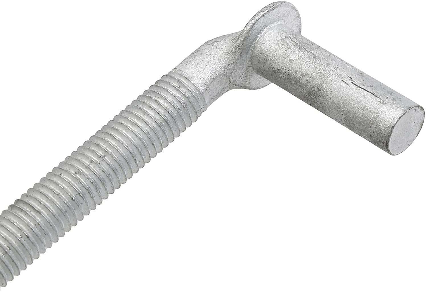 J-Bolt Post Hinge 3/4" x 12" - Male J Bolts with Nuts (Pack of 2)