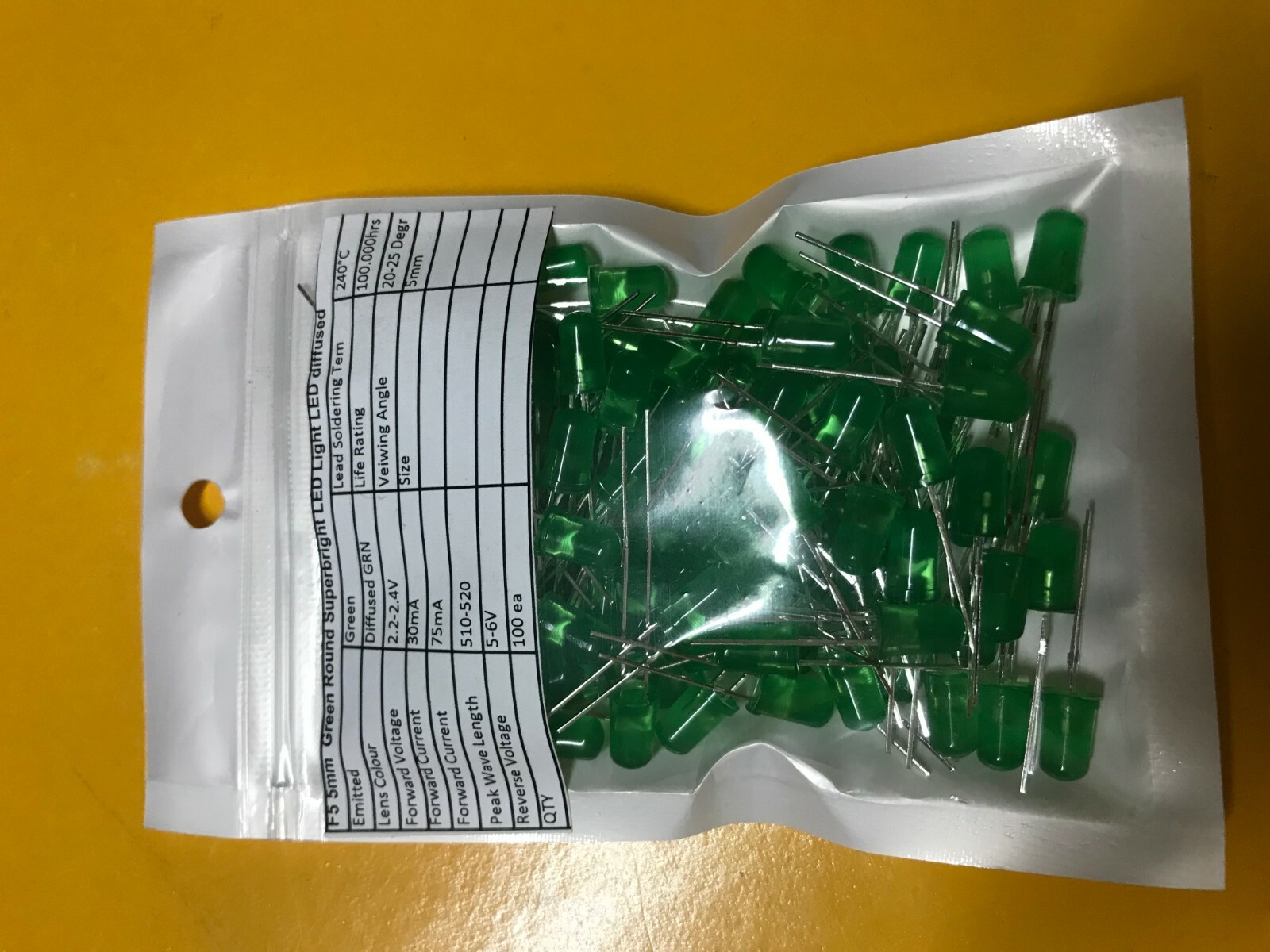 100pcs 5mm Green Super Bright Diffused LED Light Lamps USA shipping