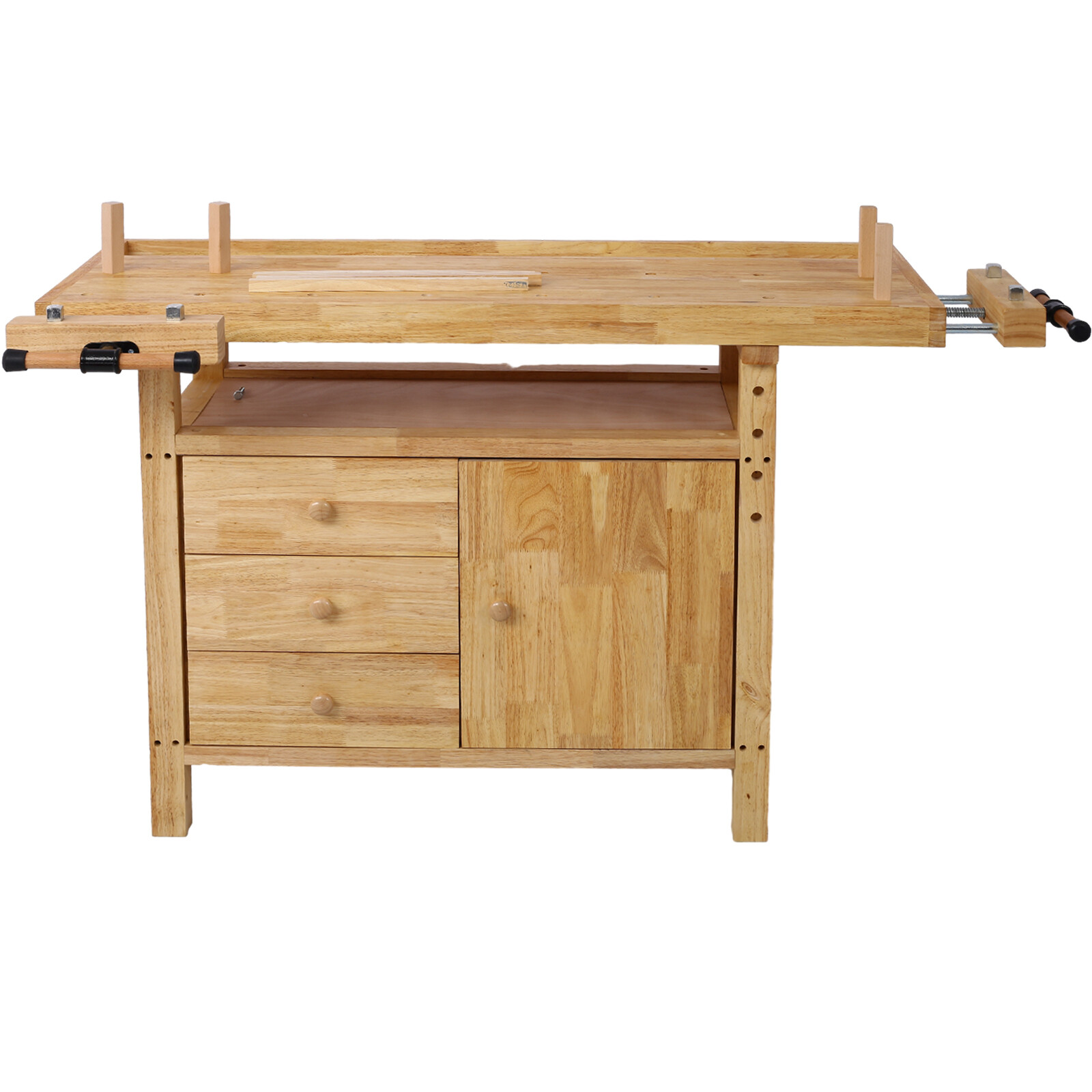 Wood Workbench Wooden Work Bench Workstation Table for Garage Workshop Home