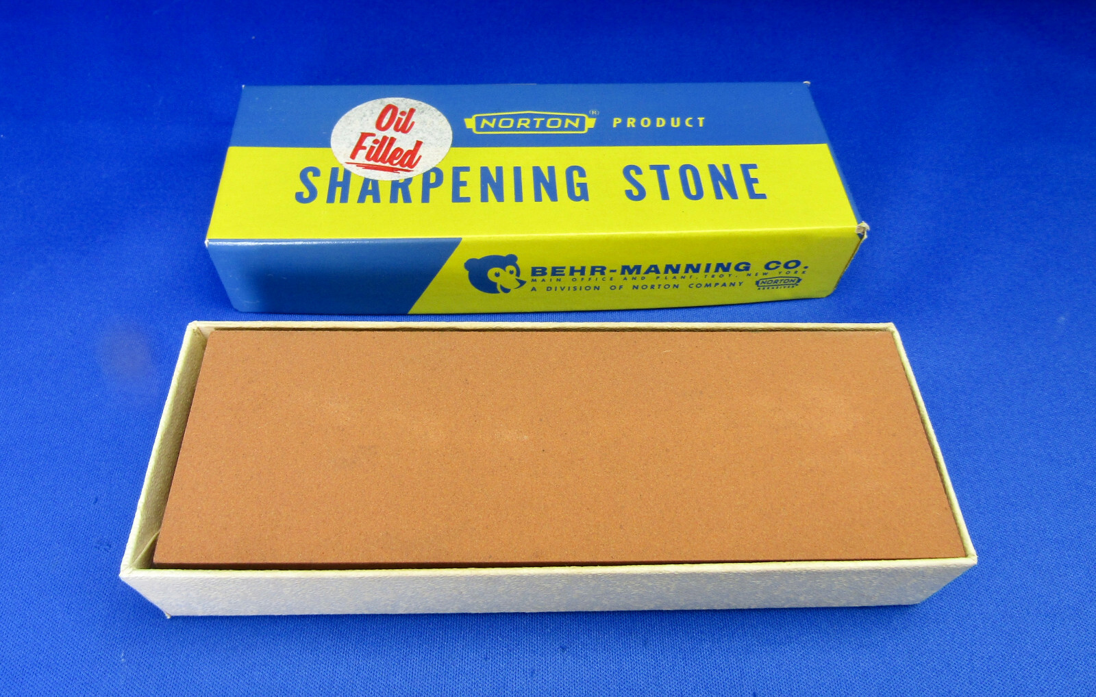 NORTON VTG MB6 INDIA Sharpening Stone 6X2X1 1950's Made In USA UNUSED COND.#15