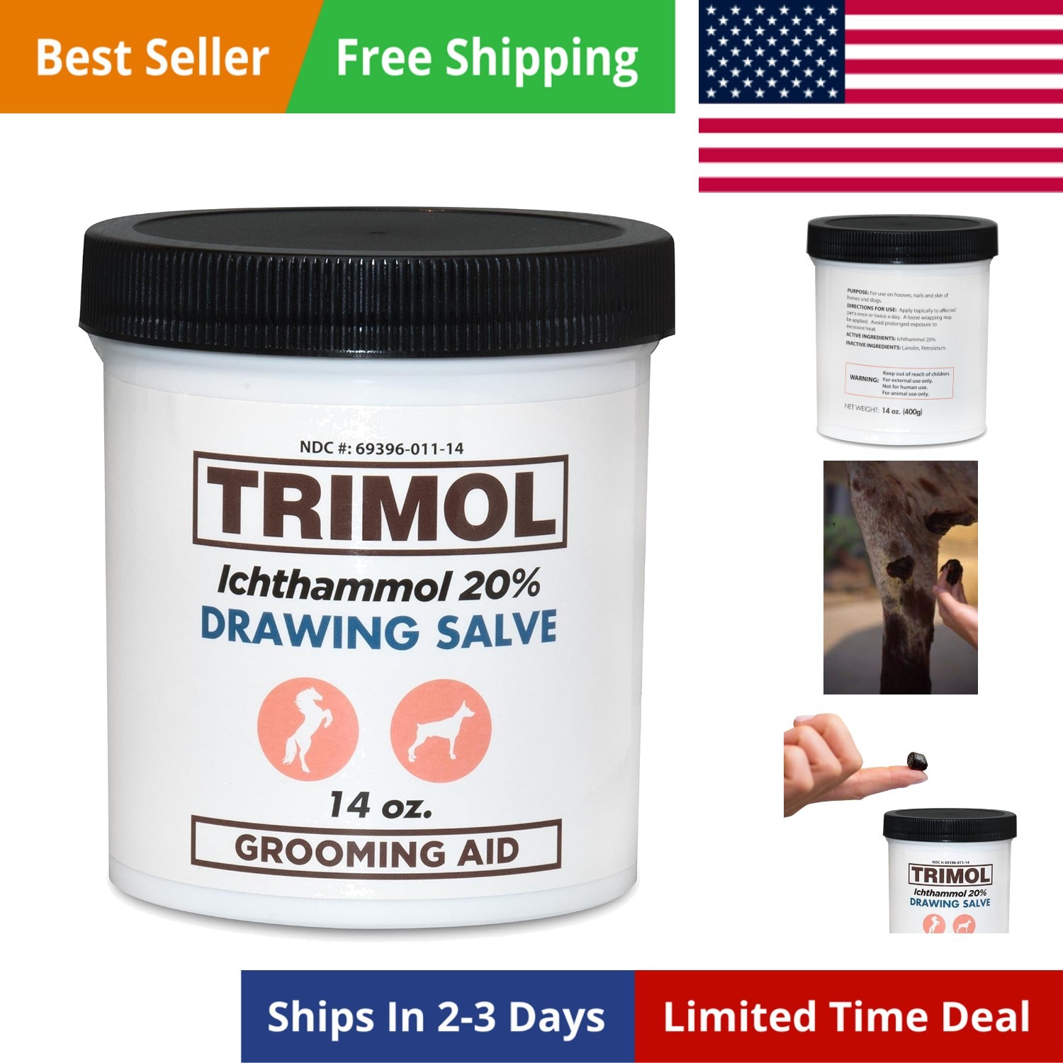 Ichthammol 20% Drawing Salve Grooming Aid, 14 oz, Soothing Skin Relief. for u...