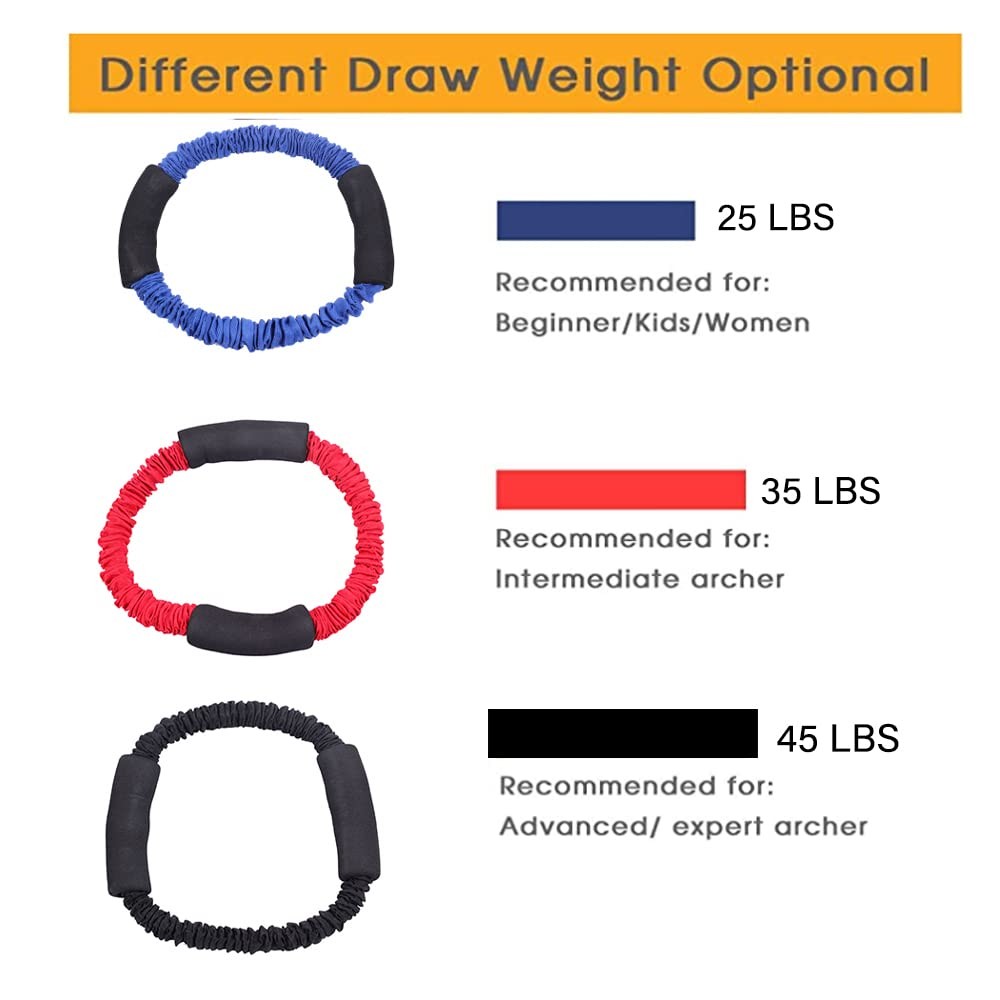 ARCHERY BOW TRAINER RUBBER STRETCH BANDS 25–45 LB DRAW STRENGTH TRAINING DEVICE
