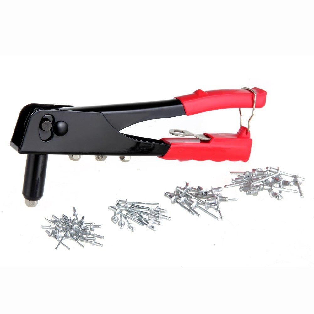 Professional Rivet Tool Kit with 40 Assorted Rivets 9.5 Inch Handle