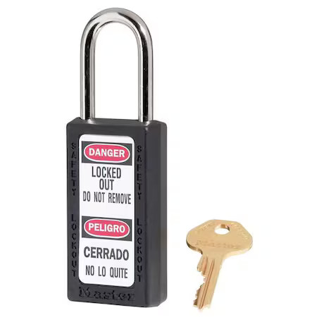 Master Lock 411Kas6blk Lockout Padlock, Keyed Alike, Thermoplastic, Black, 1