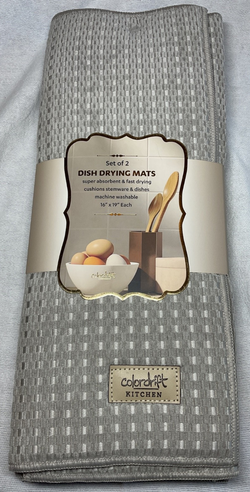 COLORDRIFT DRYING MATS (2) LIGHT GRAY 16 X 19 100% POLYESTER NIP