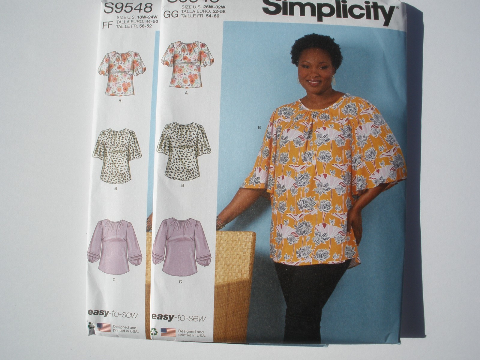 Simplicity pattern 9548 Easy Tops & Tunics 3 Styles Women 18W-24W or 26W-32W