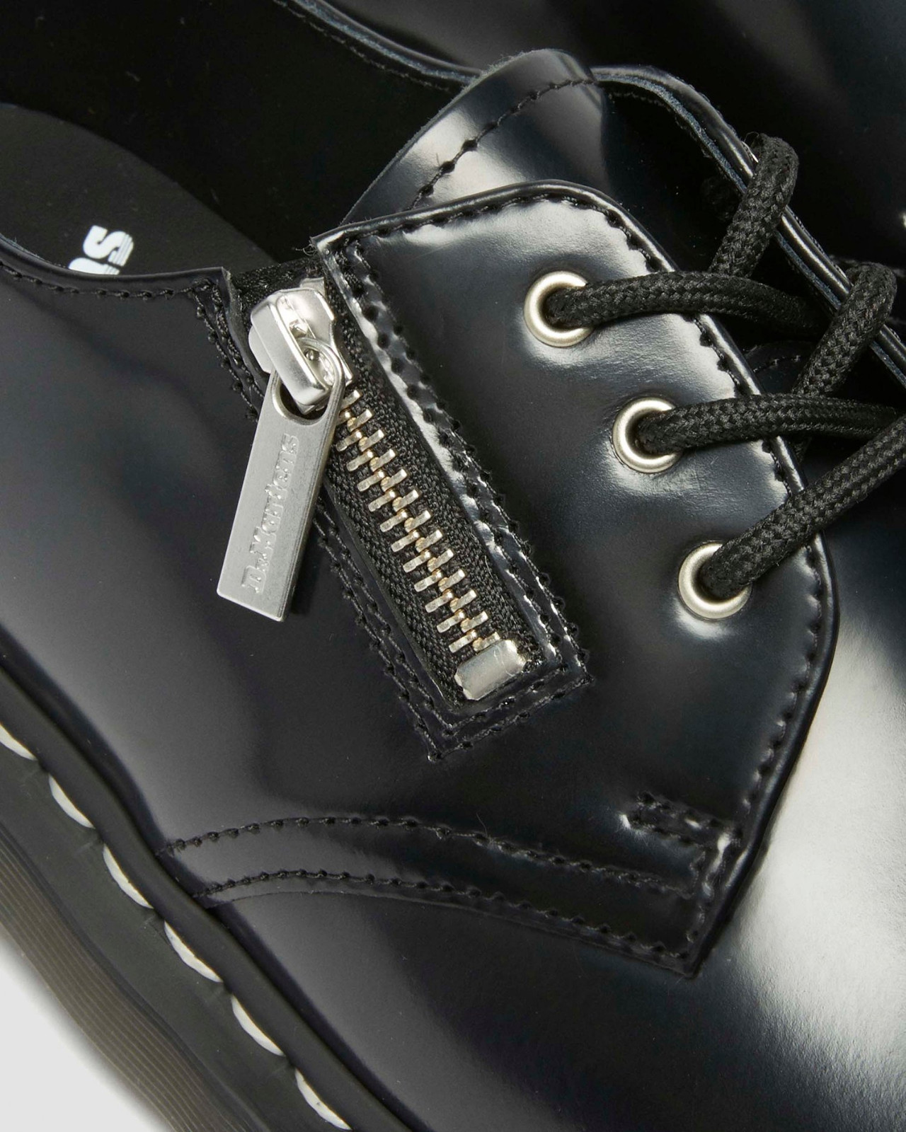 Dr.Martens 1461 Zip Bex White Stitch 3 Hole Shoes Black 41100001 Men's Size