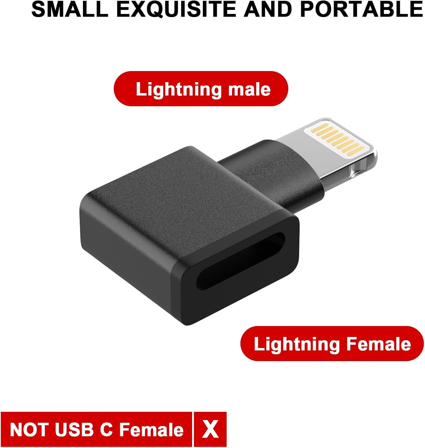 [Apple Mfi Certified] 90Degree Lightning Extender Adapter for Iphone | 2 Pack Ip