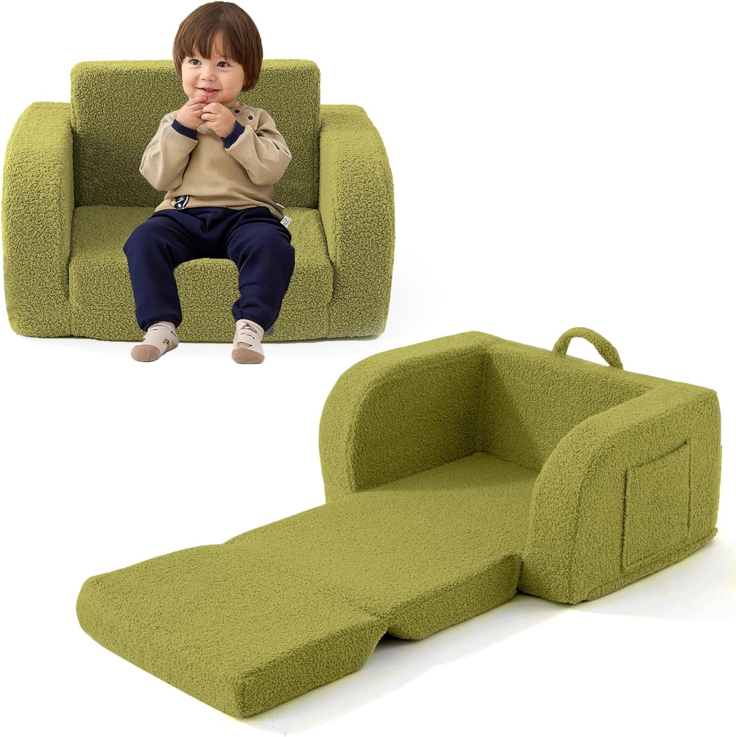 Toddler Couch 2-in-1 Toddler Chairs Comfy 1-3 Years Old Toddler Chair Girls