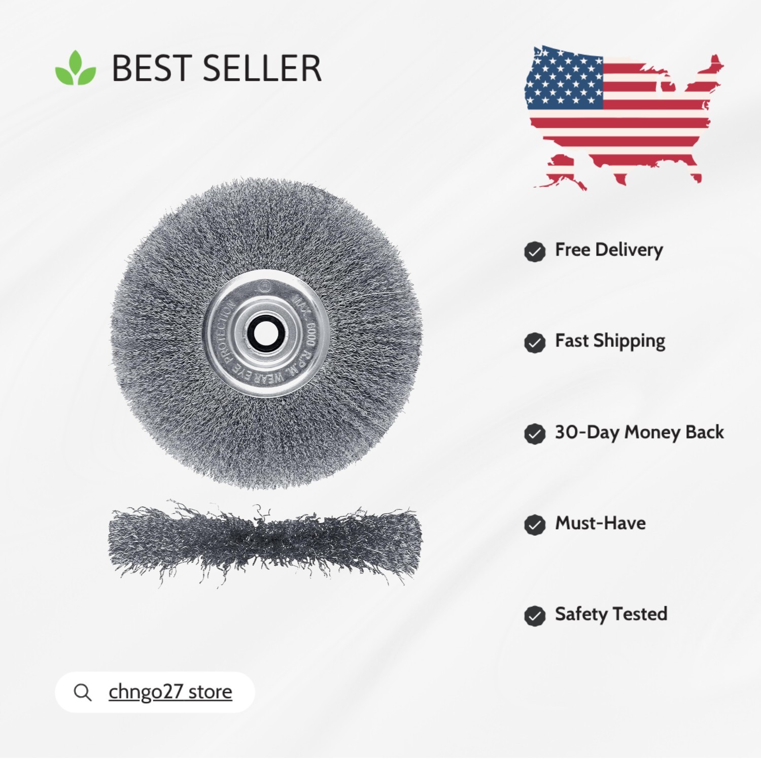 Versatile 8 Inch Wire Brush Wheel - Fine Bristles for Polishing Nuts & Bolts