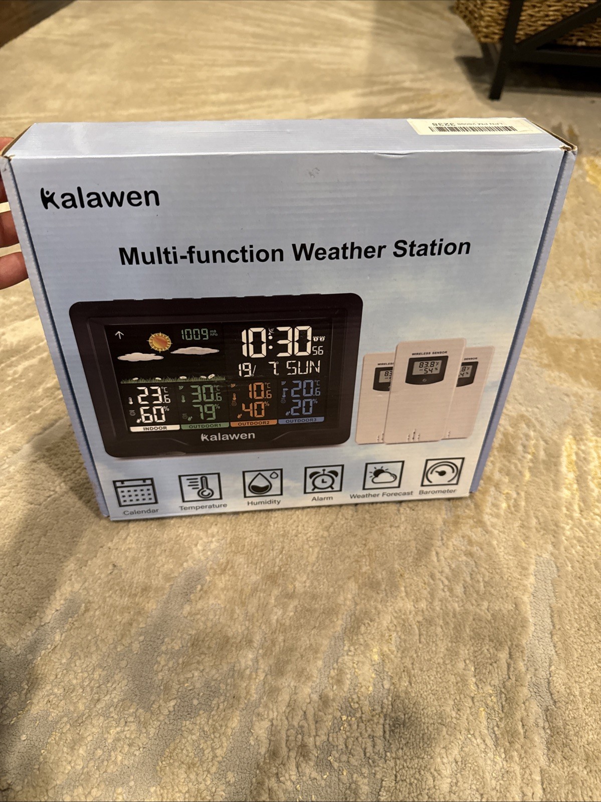 Kalawen Weather Station Wireless Indoor Outdoor Thermometer with 3 Sensors,