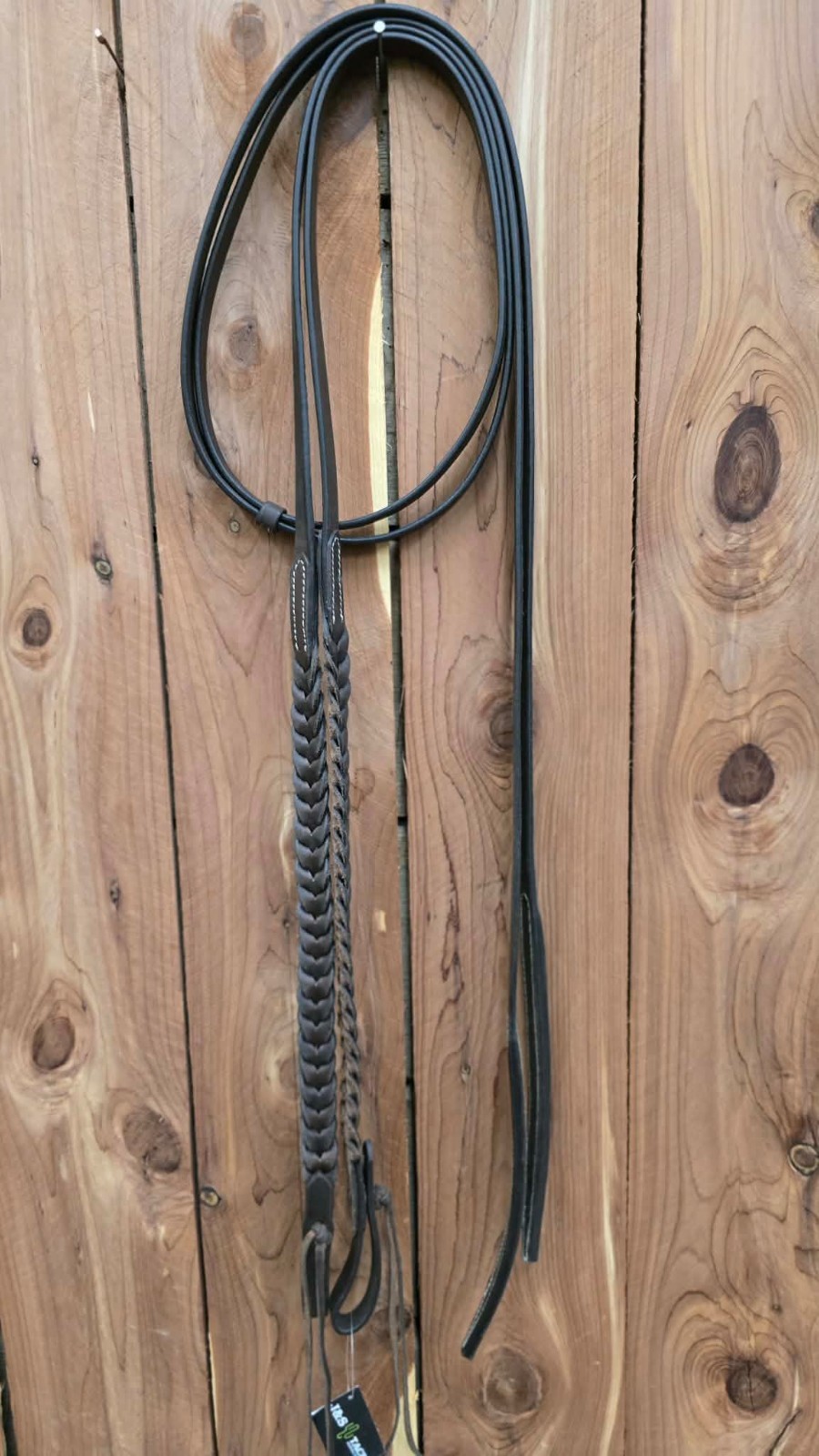 8' Oiled Braided Split Reins with Weighted Ends 5/8"