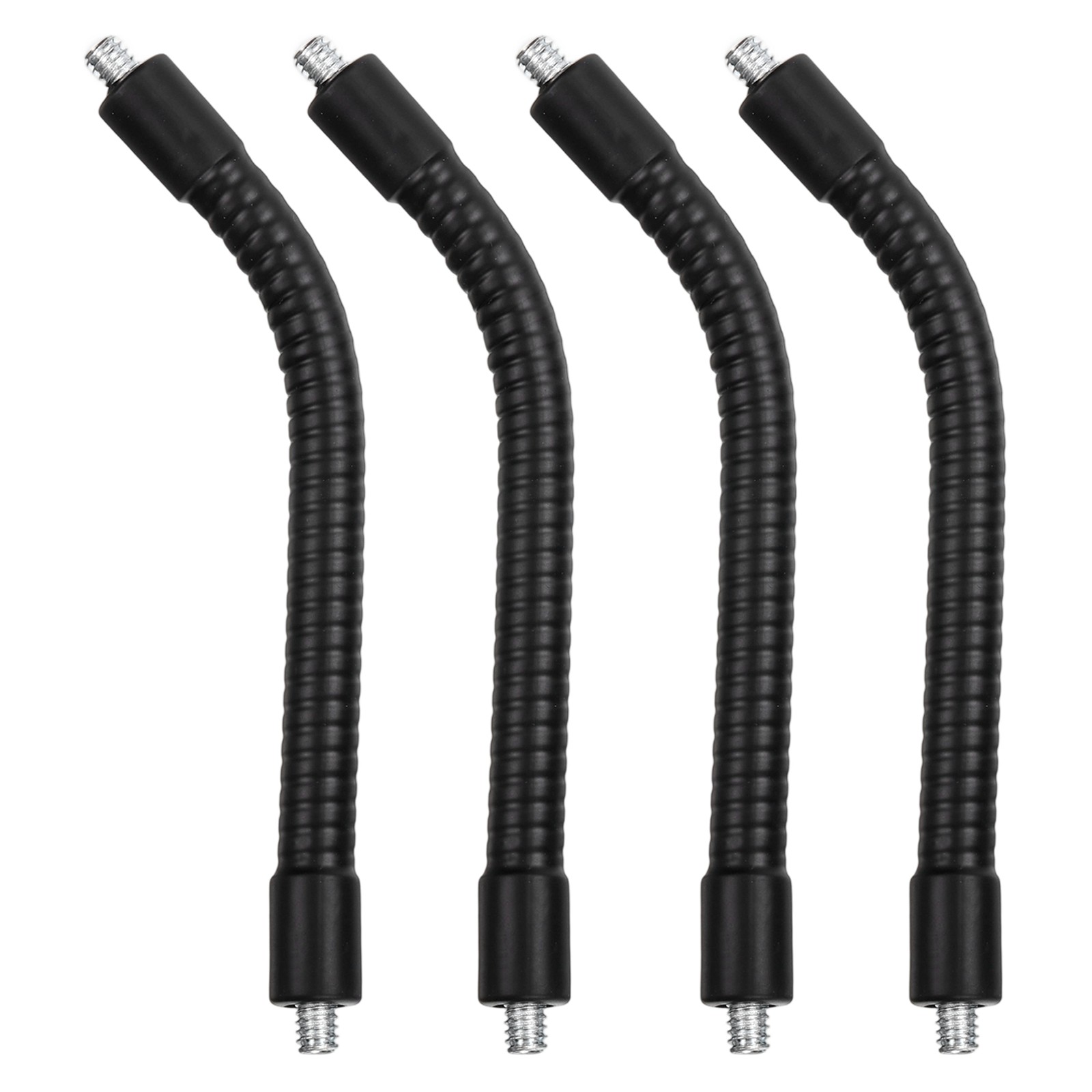 4Pcs 6" Gooseneck 1/4"-20 Male to Male Thread Flexible Tube Black