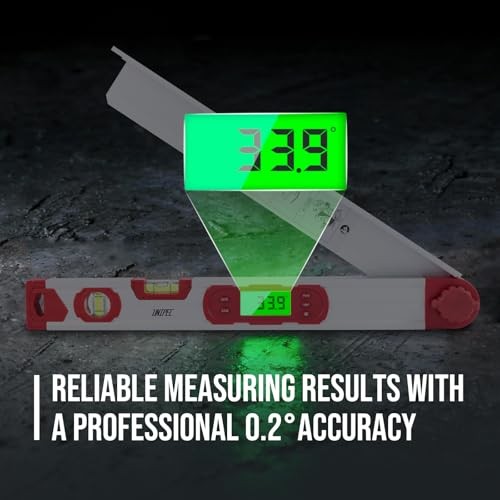 16-Inch Digital Angle Finder with MTR & COM, 0–220° Protractor with Backlit