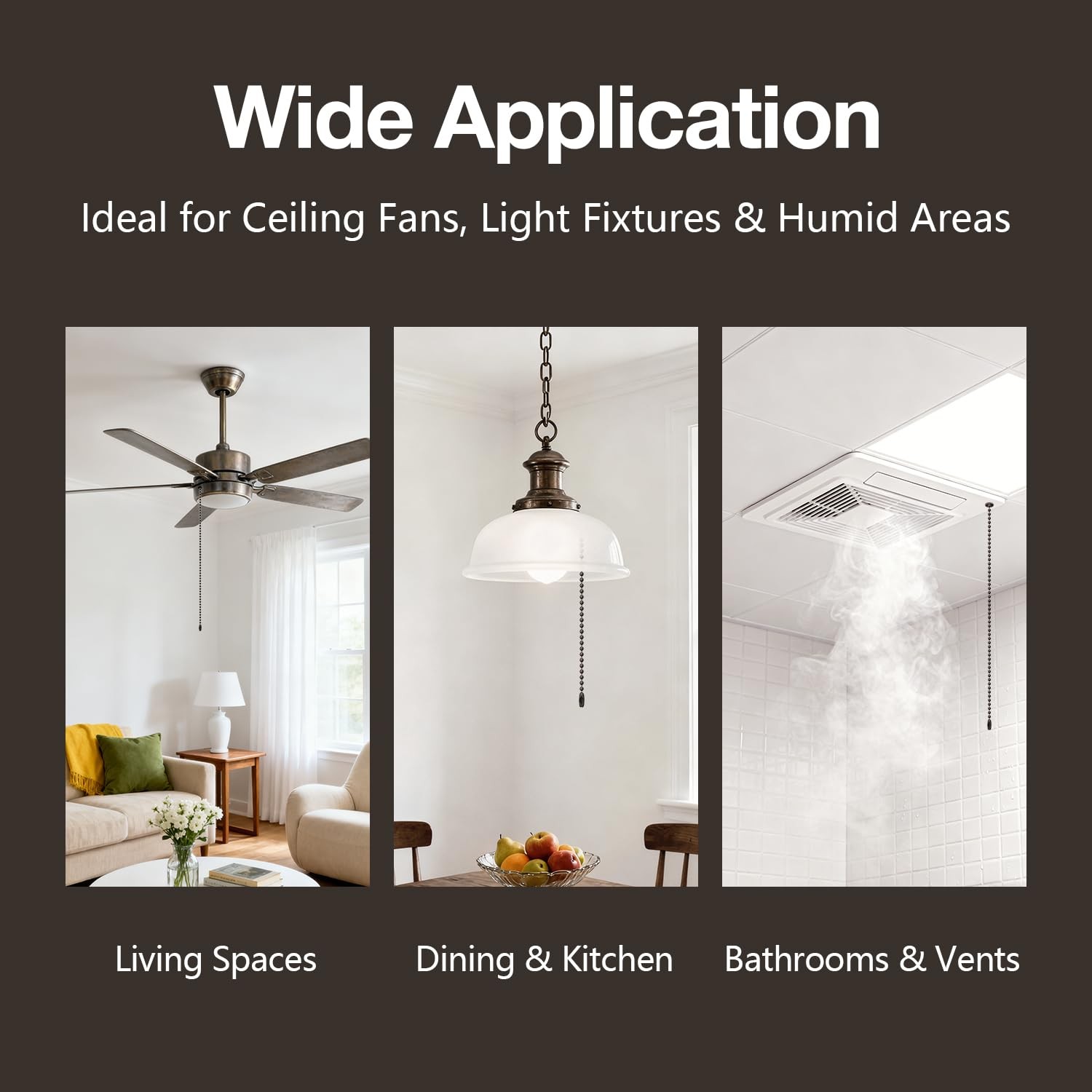 10ft Ceiling Fan Pull Chain Extension - Retro Antique Bronze Finish - 3mm Hol...