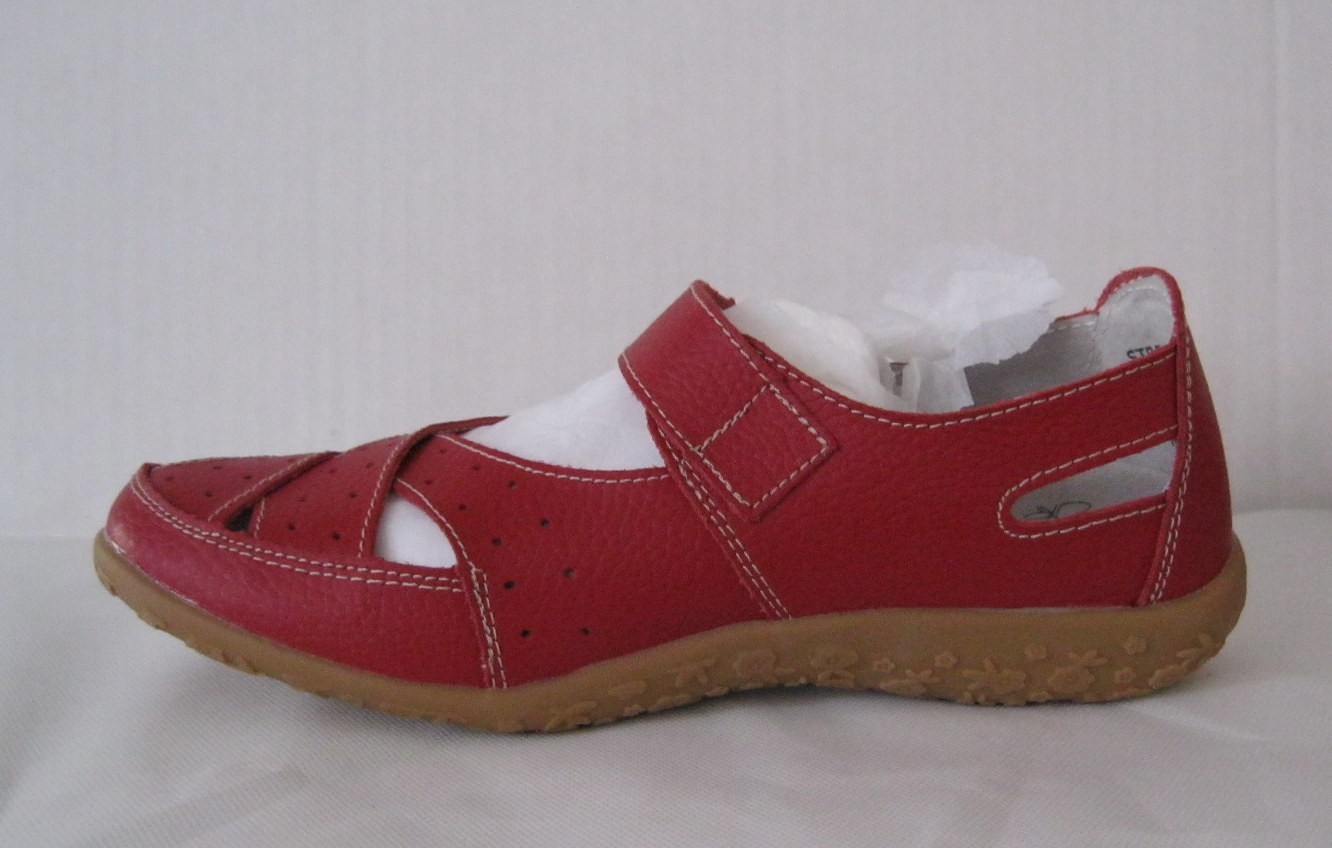 Spring Step Streetwise Women's Leather Woven Crossover Adjustable Flats Red 38WW
