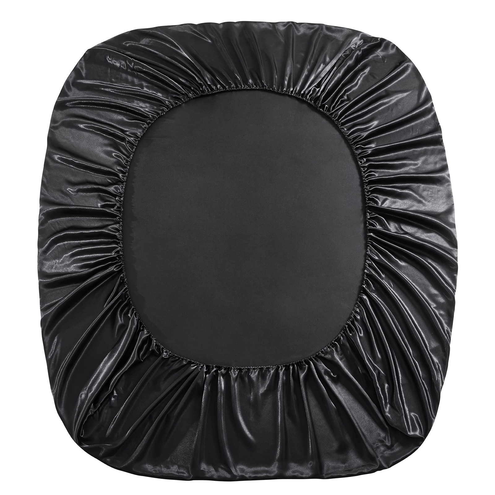 Black Silk Satin King Size Fitted Sheet Only Deep Pocket Fully Elasticized