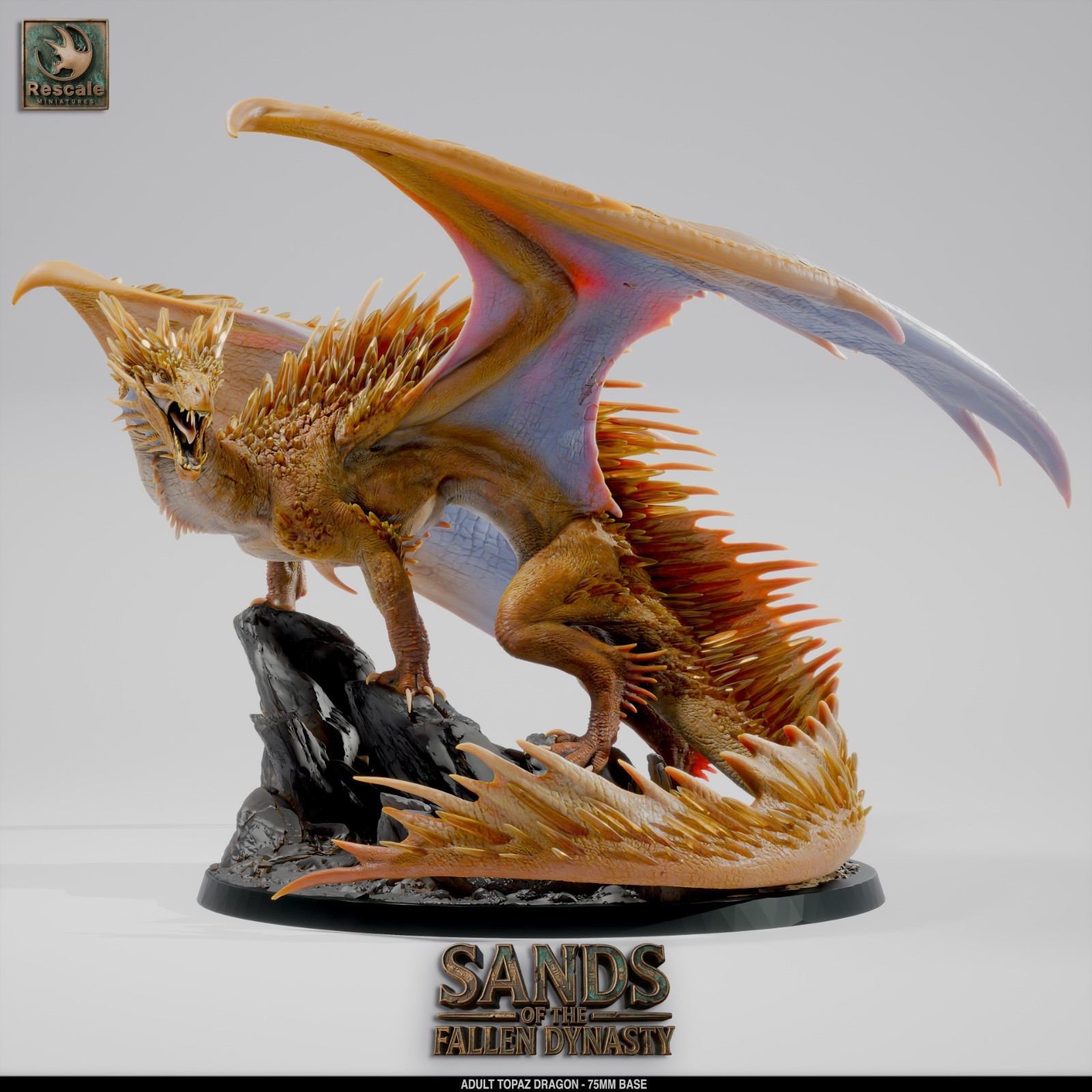 Topaz Dragon | Gem Dragon of the Endless Depths | Resin Tabletop RPG Figure | 75