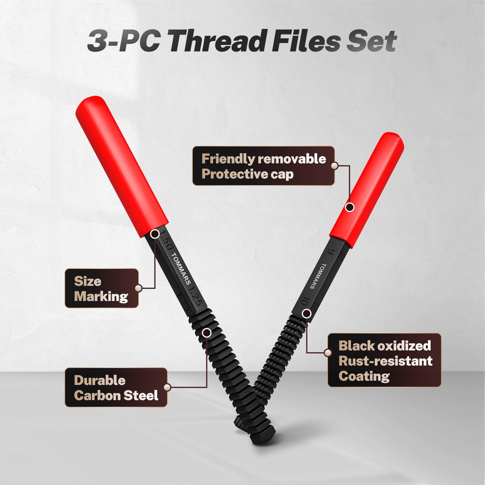 3-Pc Thread File Set, SAE Metric Thread Restorer Files, Thread Chaser Repair...