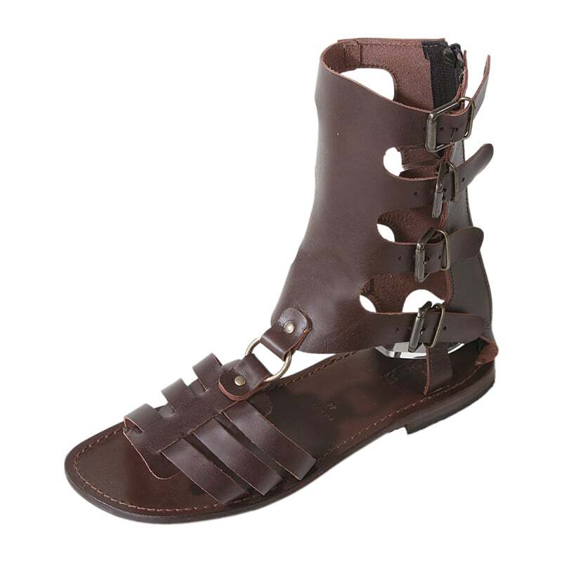 Men's Roman gladiator leather high sandals - leather sole made in Italy