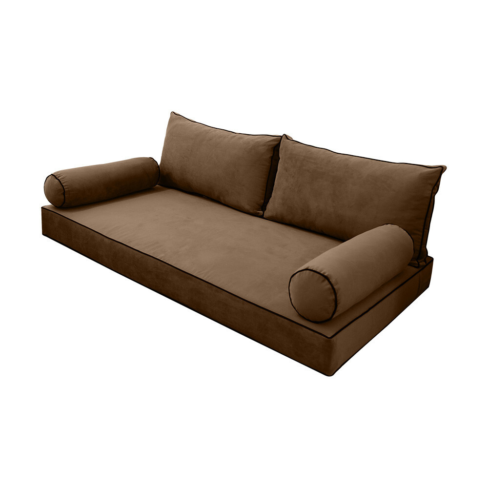 SLIPCOVER ONLY V2 Velvet Indoor Daybed Mattress Pillow Contrast Trim Twin AD308
