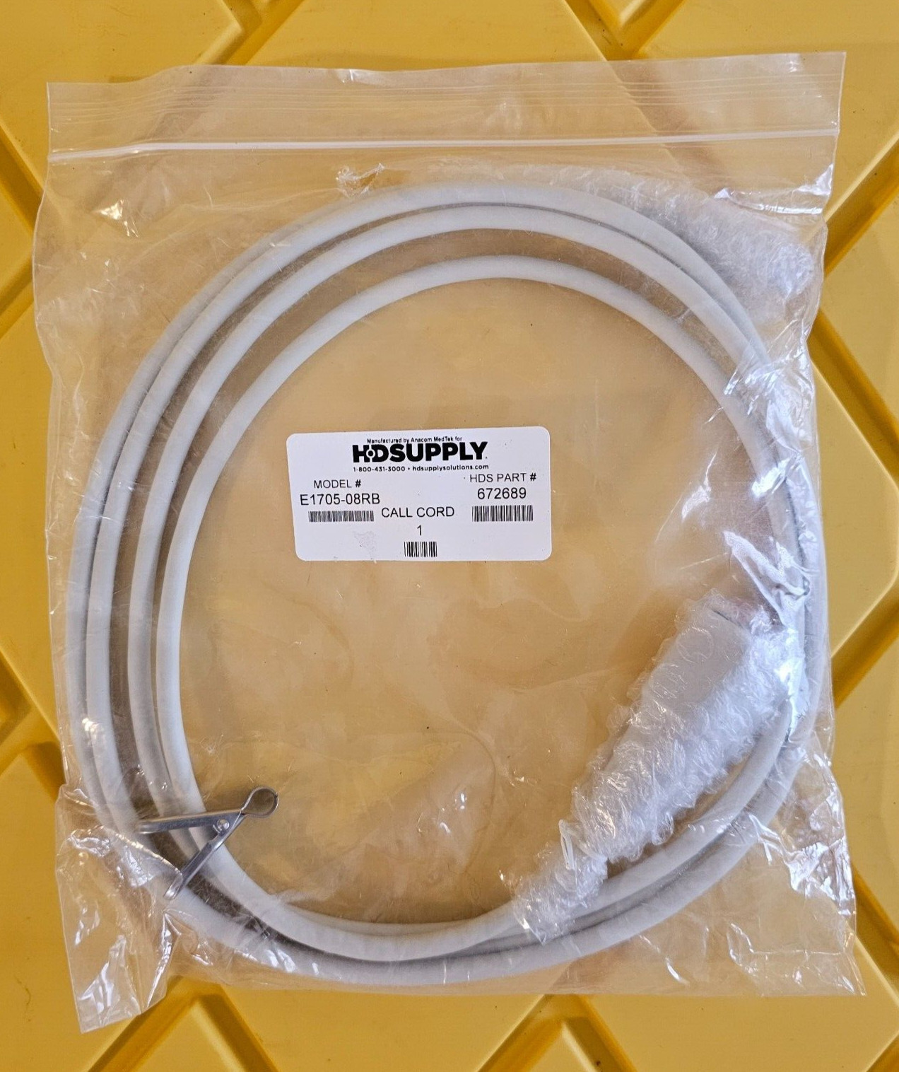 E1705-08RB CALL CORD,  8 PIN DIN PLUG, 1.7 IN X 8 FT by Anacom MedTek