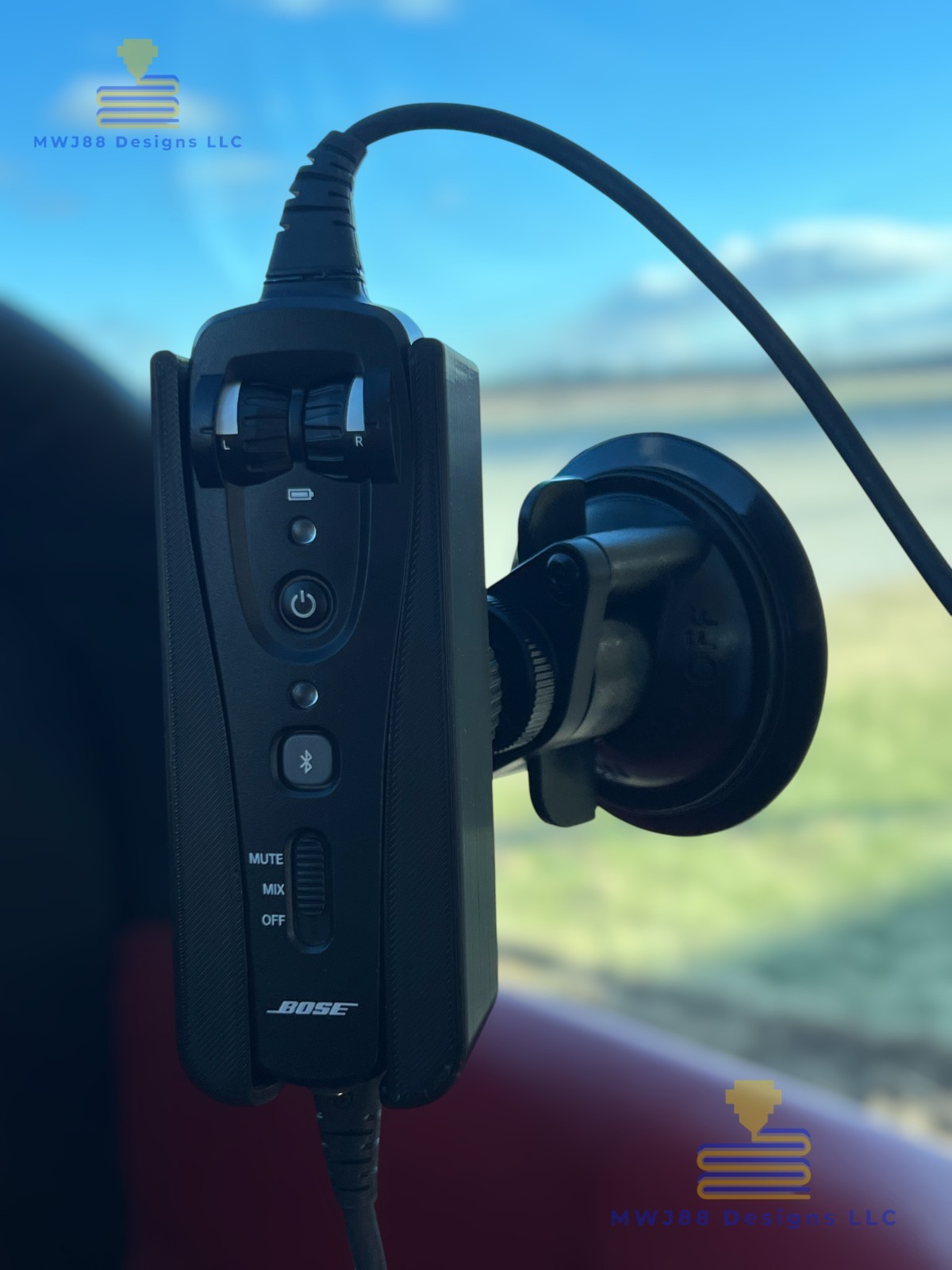 Suction Cup Mount For Bose A20 Aviation Headset For SINGLE ANR Controller