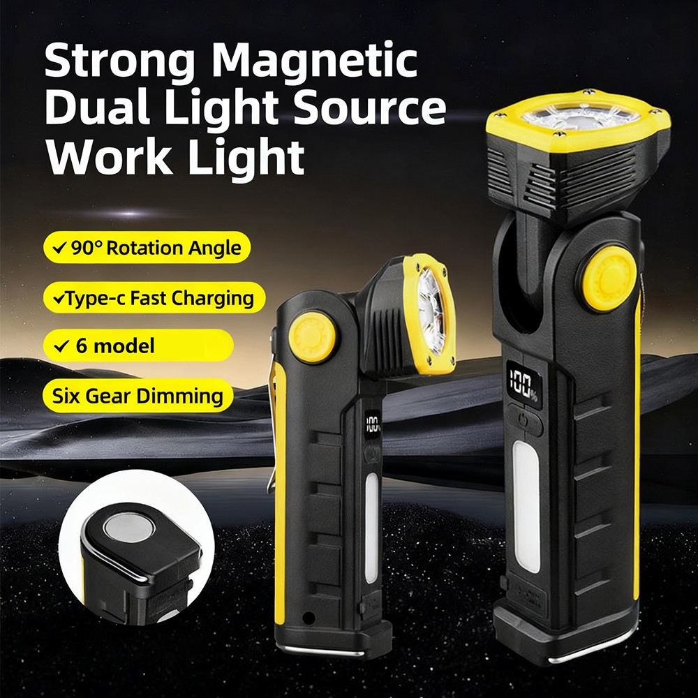 Rechargeable LED Work Light Mechanic Flashlight Lamp Magnetic Base Super Bright