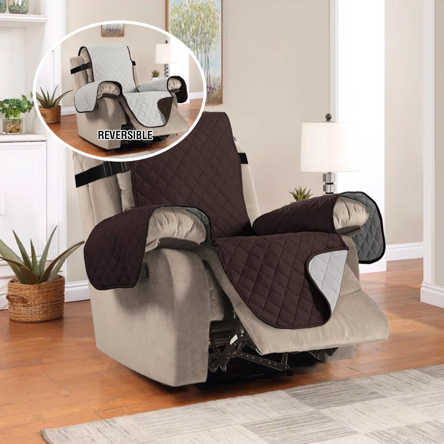 H.VERSAILTEX Reversible Quilted Recliner Covers Recliner Chair Cover Water Resis