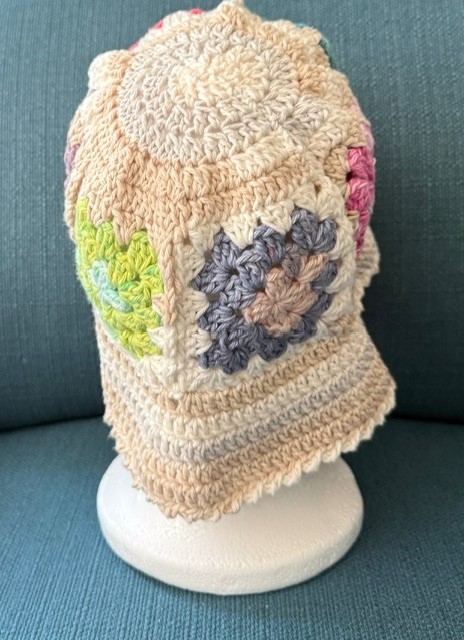 HANDMADE Crochet MOMMY AND ME Granny Square 100%COTTON YARN colorful Bucket Hat