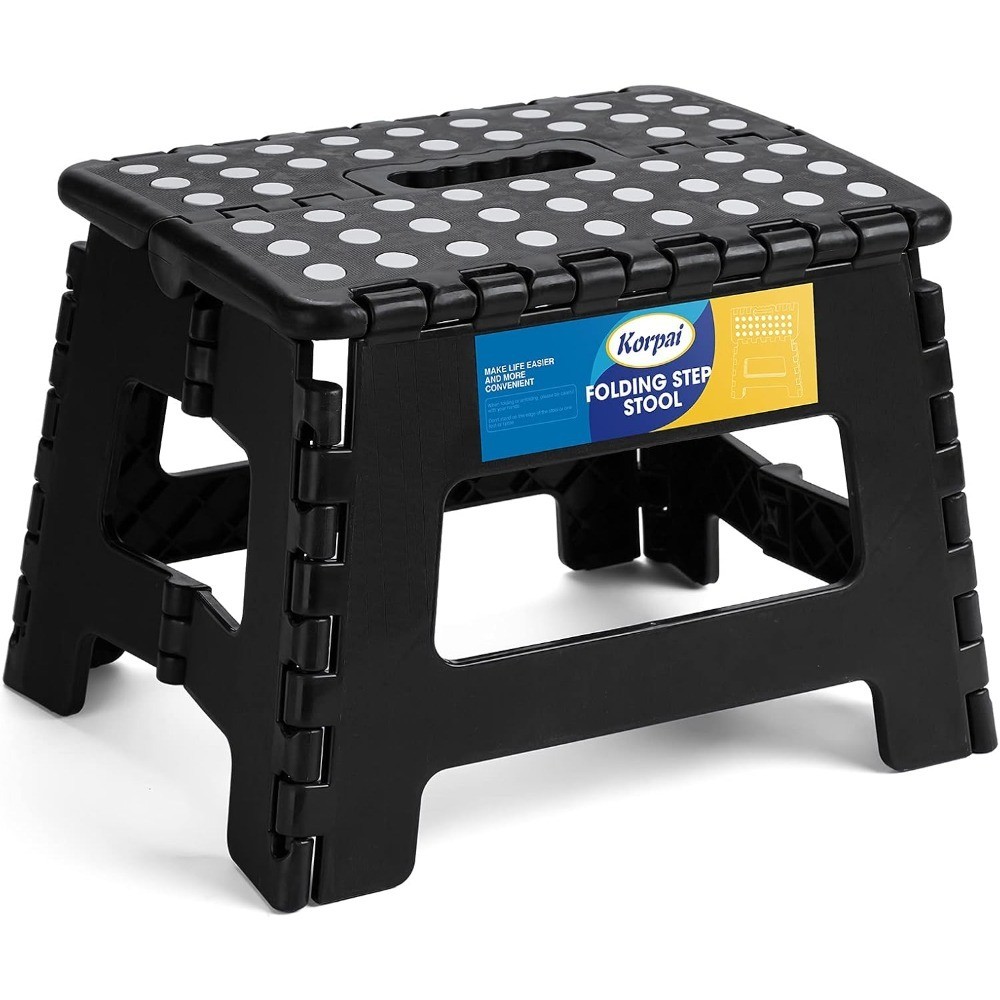 Folding Step Stool with Handle, Non-Slip Plastic Foldable Stool for Adults and