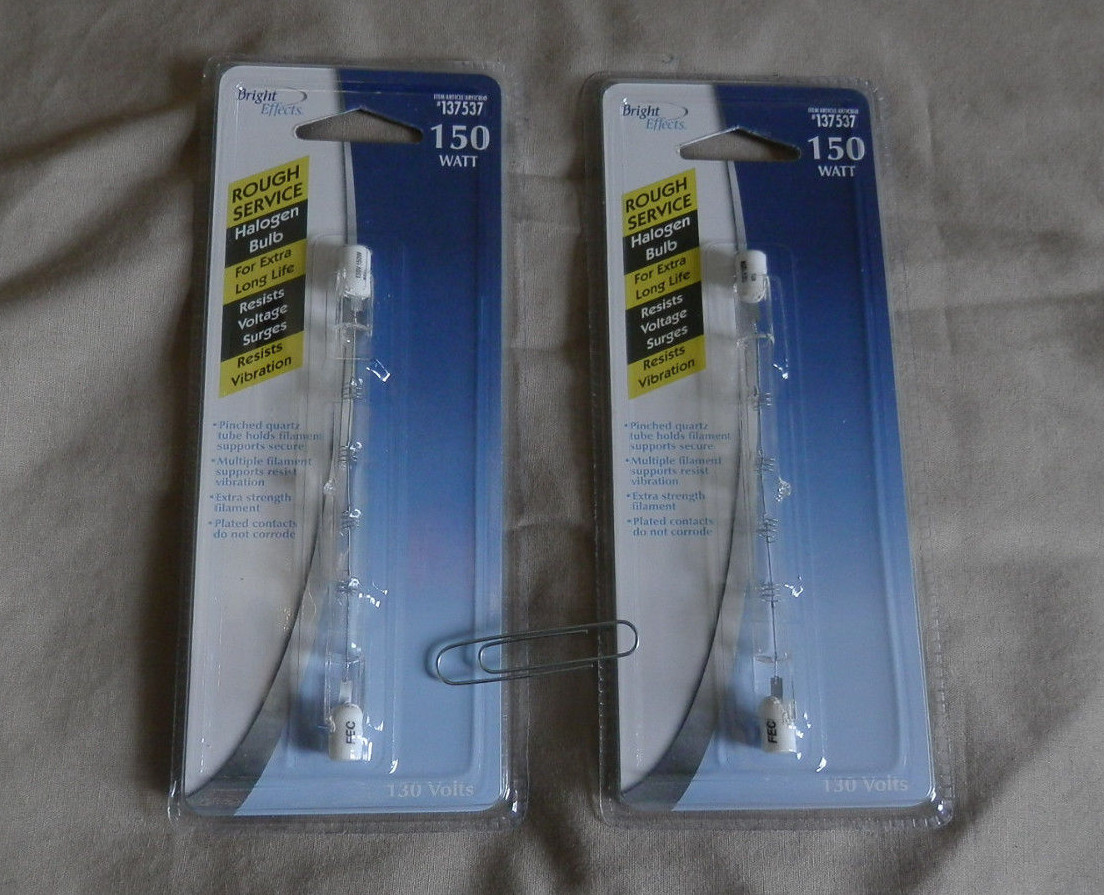 (2) NEW 150W Bright Effects Bulb 4-11/16" Rough Serv T3 R7S 130V #137537 - LONG!