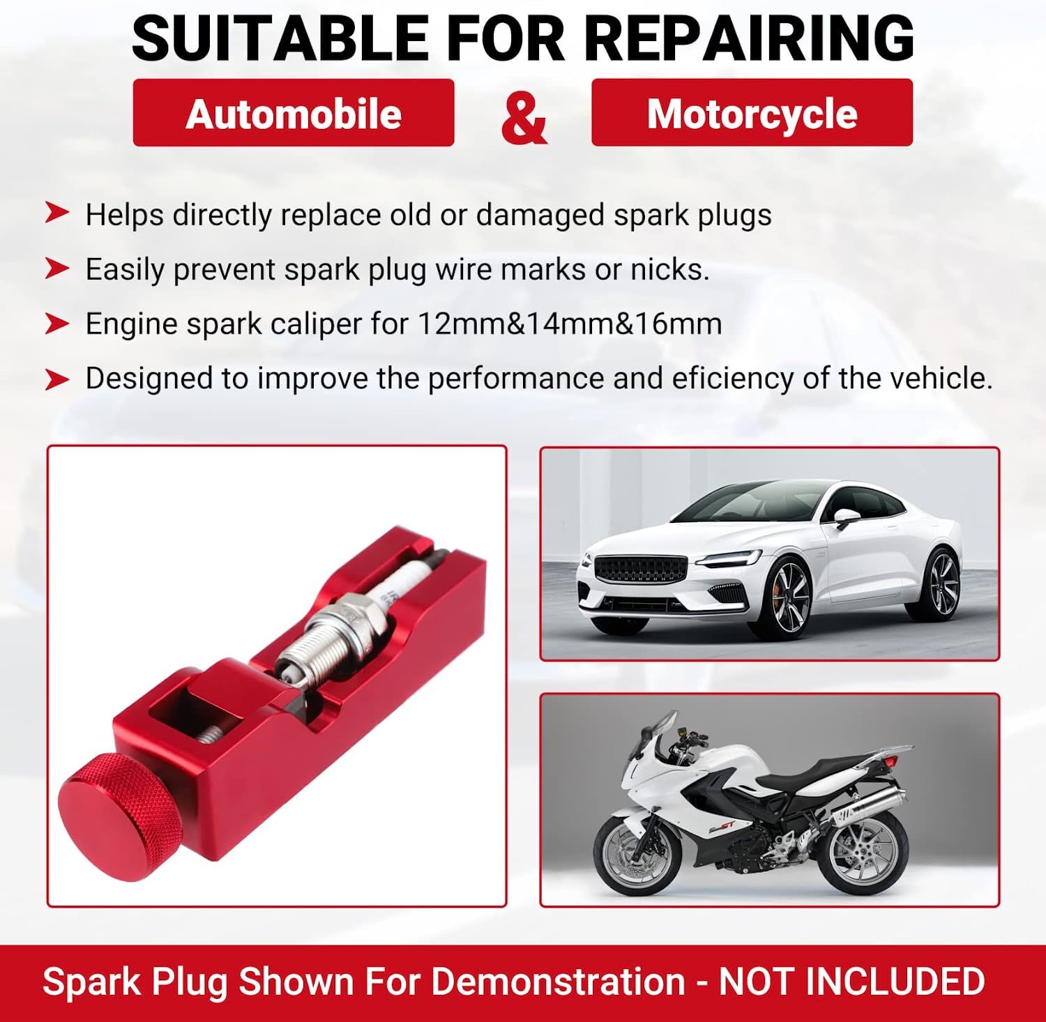 Universal Matte Engine Spark Plug Gap Tool Gapping Gapper 10mm 12mm 14mm 16mm