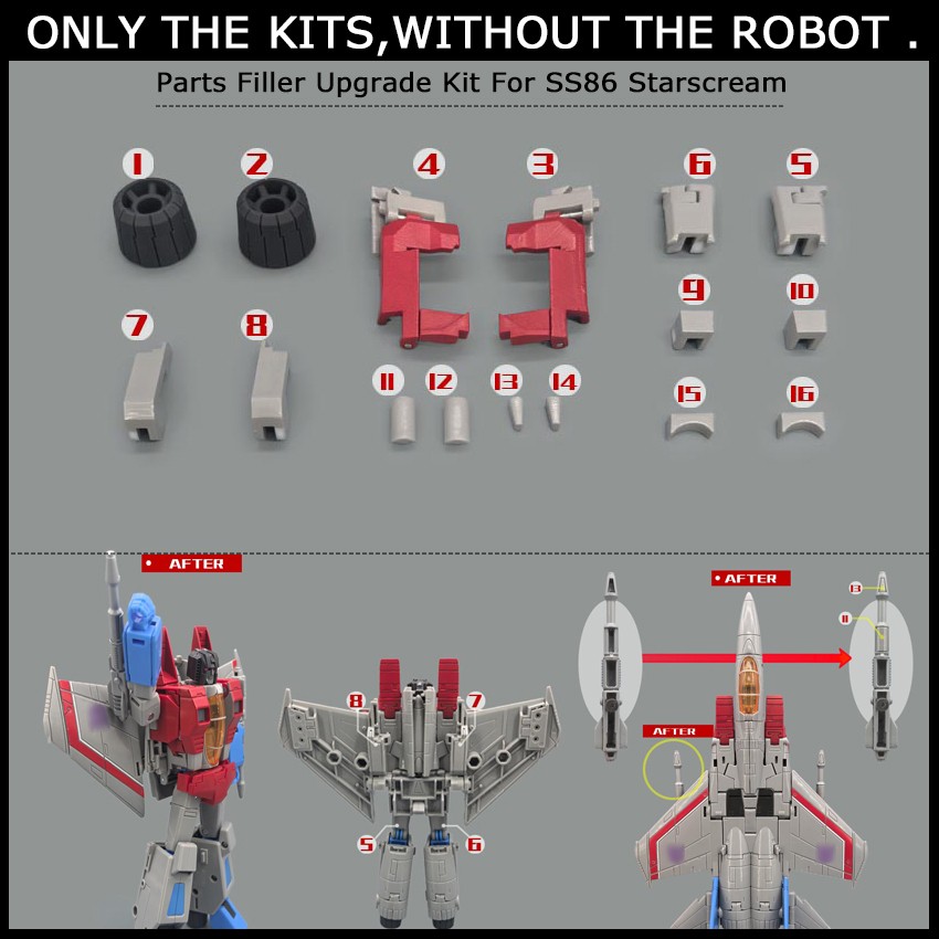 3D Print Filling Parts Filler Upgrade Kit For SS86 Starscream - Accessories