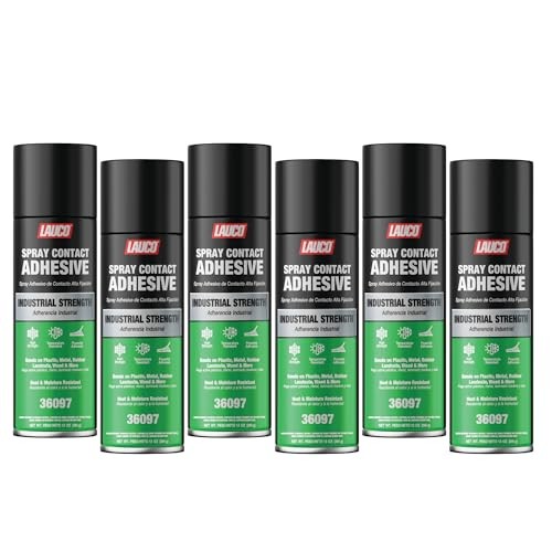 LAUCO Spray Contact Adhesive 13oz, Pack of 6, Industrial Strength Heavy Duty