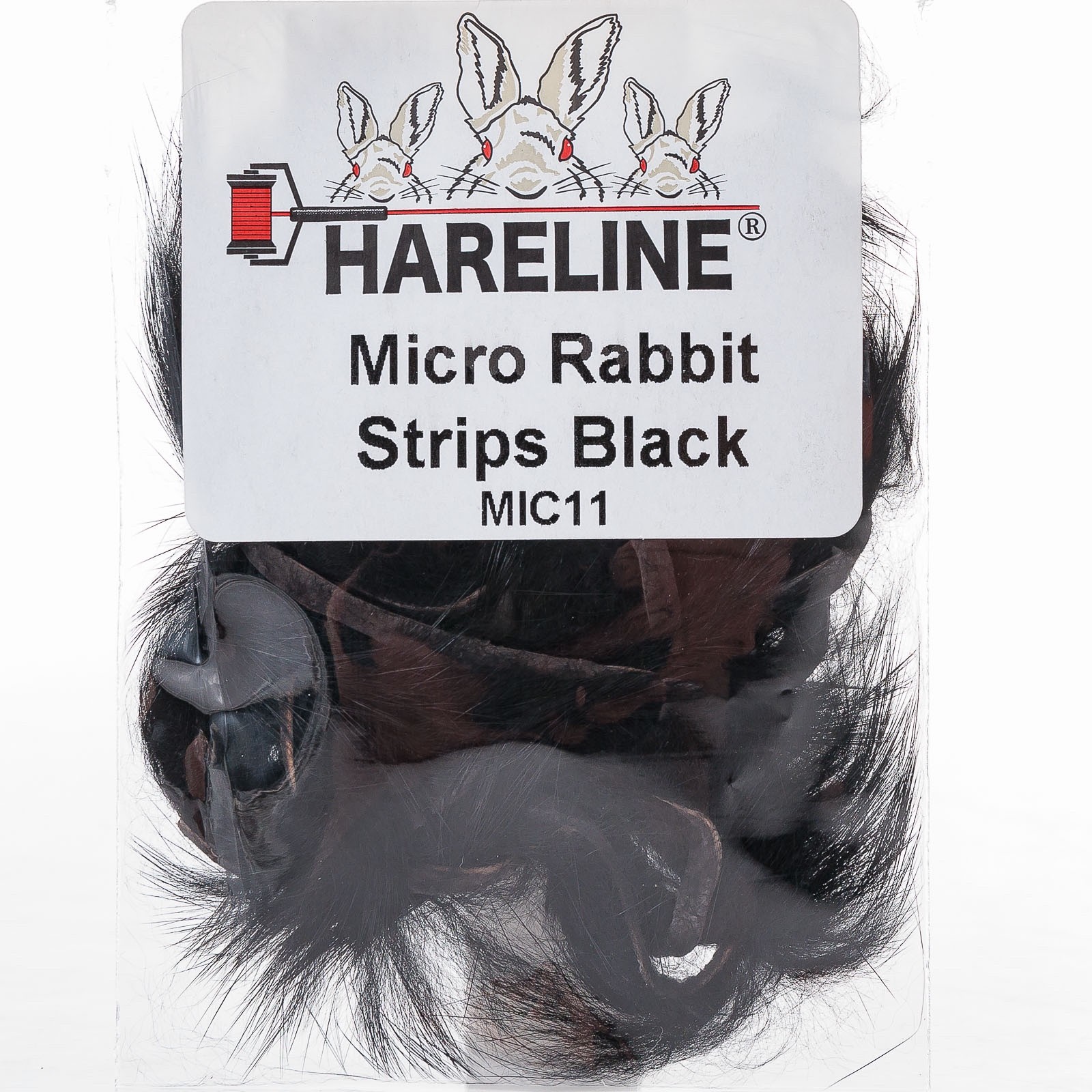 Hareline Micro Rabbit Strips - Black - FREE SHIPPING OPTION