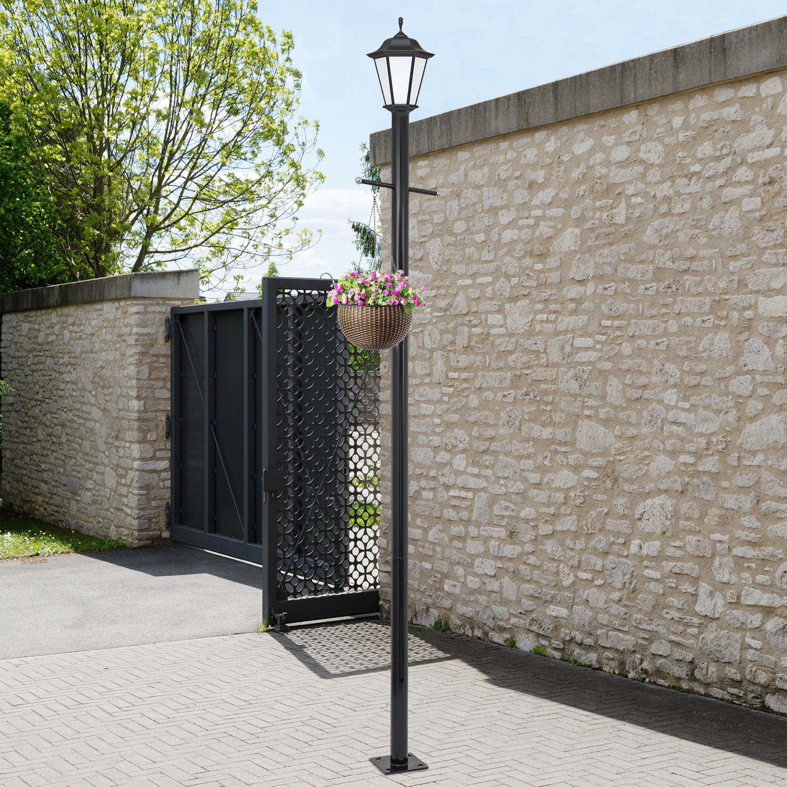 3m Outdoor Lamp Post With Cross Arm For Driveway & Pathways�� Flange Pipe