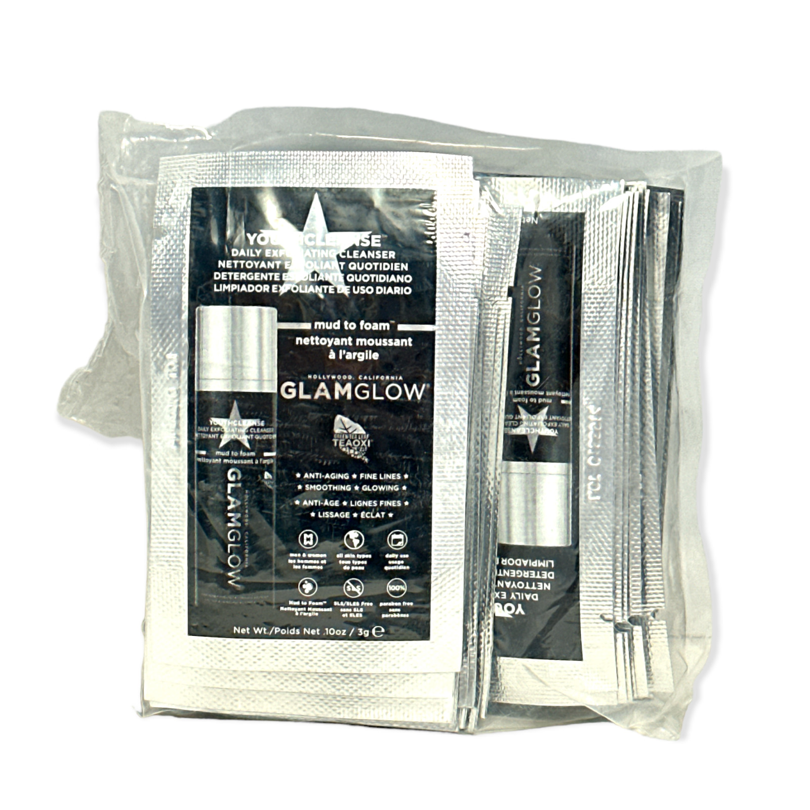 Glamglow Youthcleanse Daily Exfolianting Cleanser .10oz./3g LOT OF 25 SAMPLES