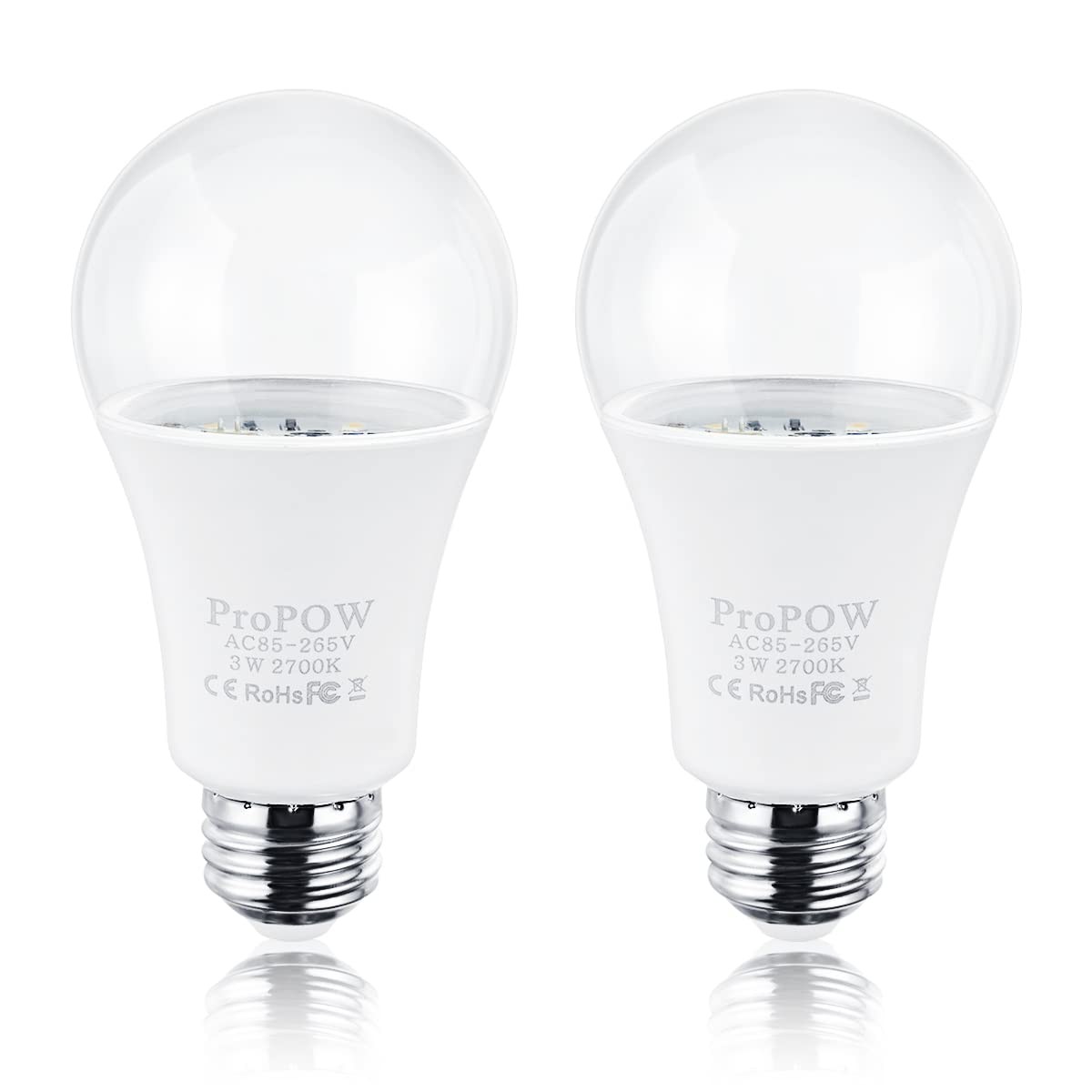 ProPOW 25 Watt Dusk to Dawn Light Bulbs, A19 3W Clear 2 Pack, Soft White