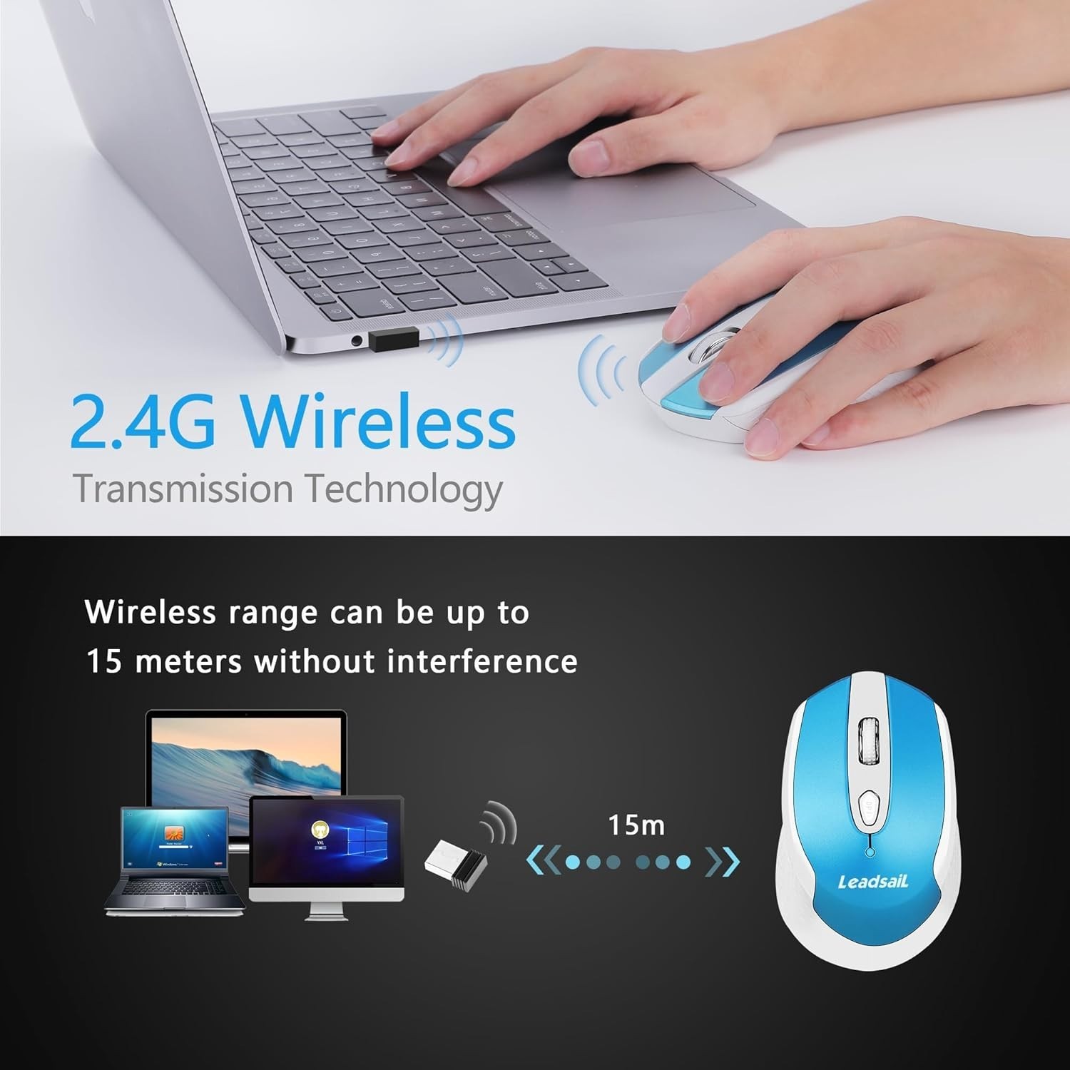 Lightweight 2.4G Wireless Computer Mouse | Soundless and Ergonomic Features