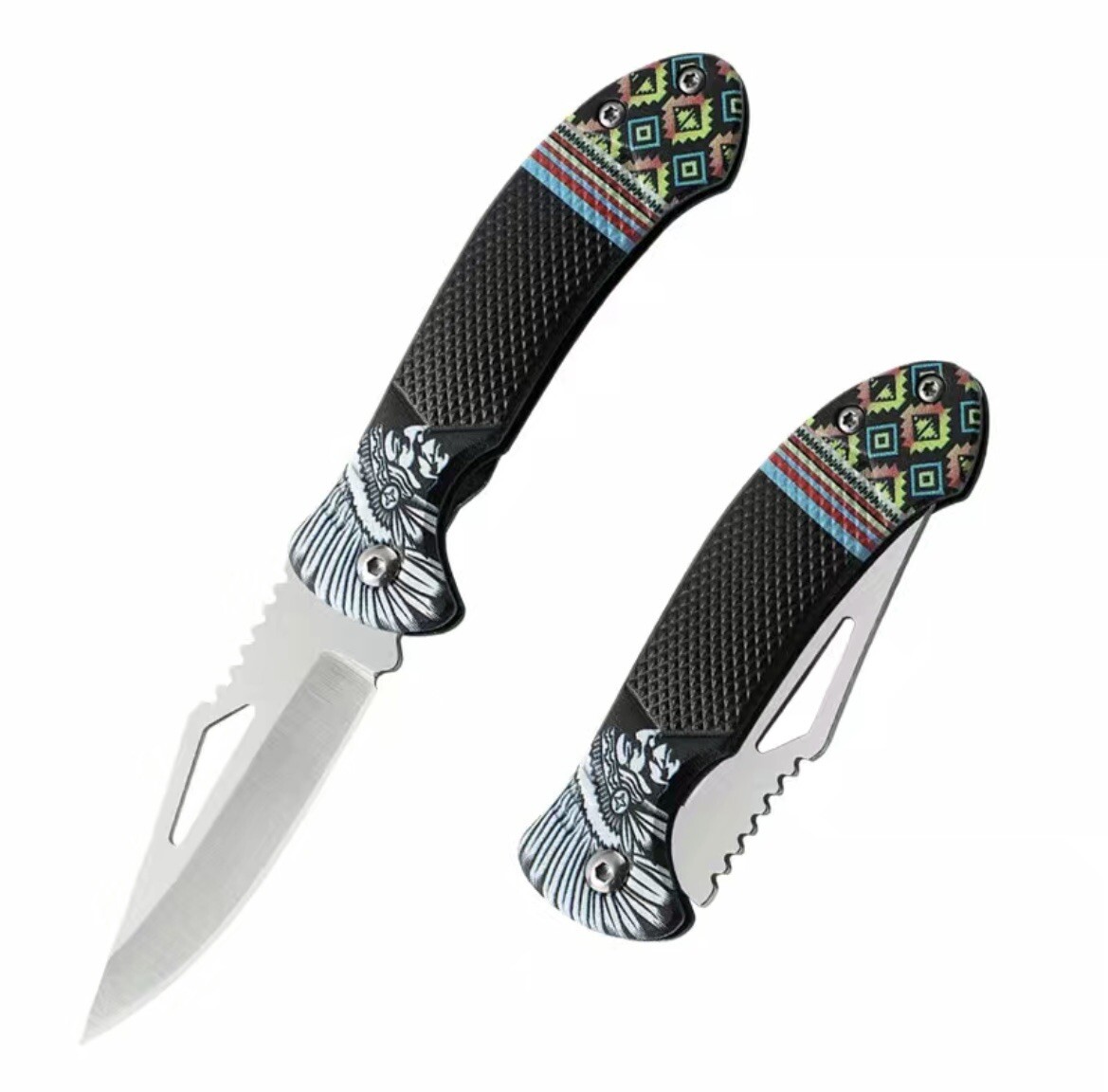 Tribal Print Folding Pocket Knife Fruit Cutter Blade Outdoor Survival SharpTool
