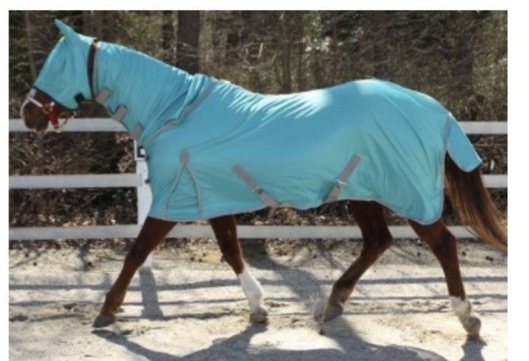 Rugged Ride Combo Neck Fly Sheet With Leg Straps & Mask Size 75 Turquoise New