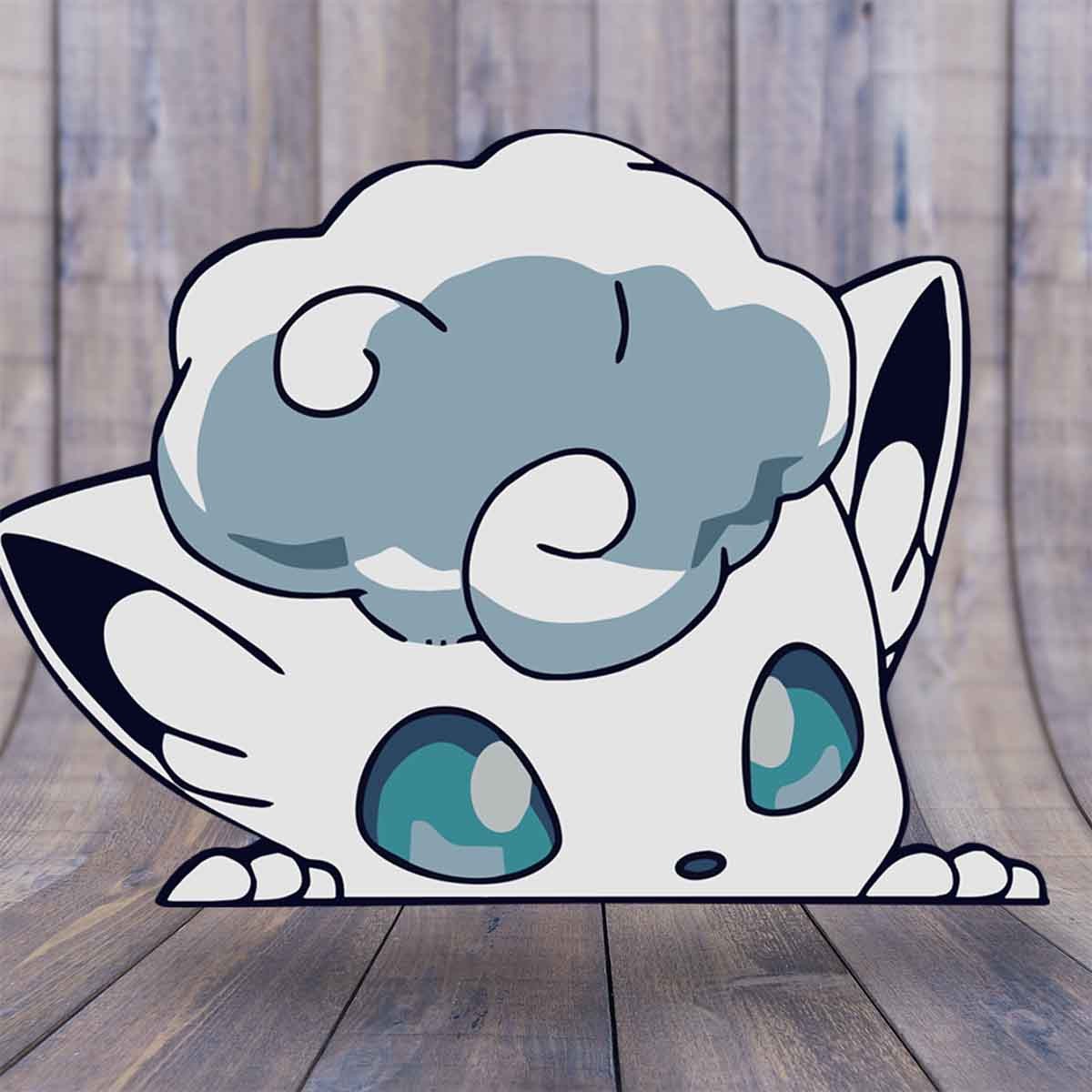 Alolan Vulpix Peeker Sticker Anime Car Decal Cute Pokémon Vinyl Made in USA