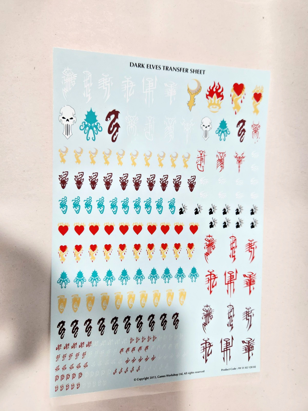 Warhammer Fantasy Dark Elves / Daughters of Khaine transfer sheet - New