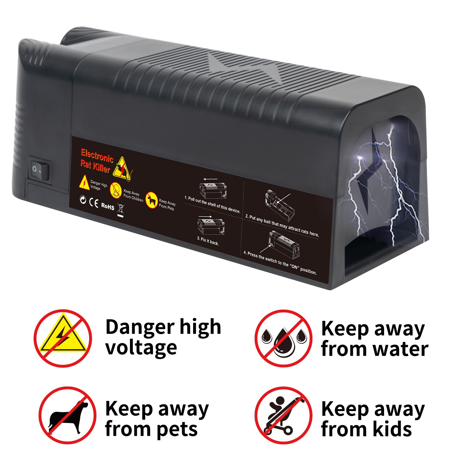 Upgraded Electronic Mouse Trap Control Kill Big Rat Pest Electric Rodent Zapper