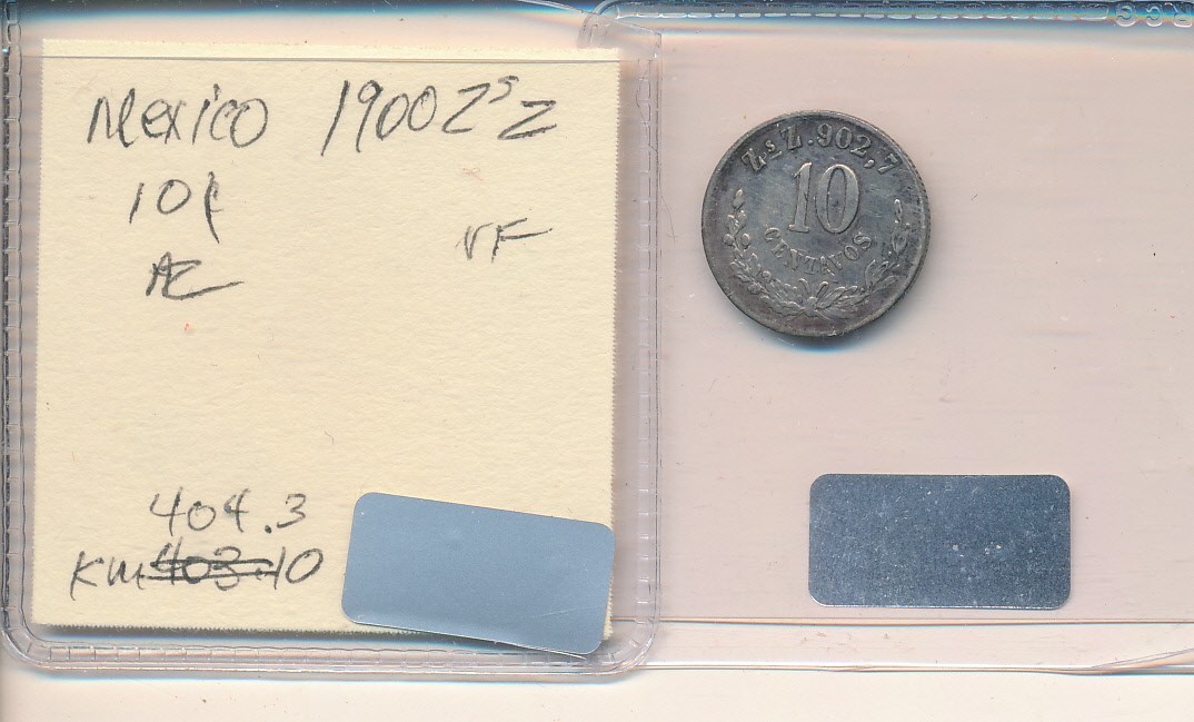 MEXICO - 10 CENTAVOS - SILVER -EAGLE - 1902 ZsZ -#3652