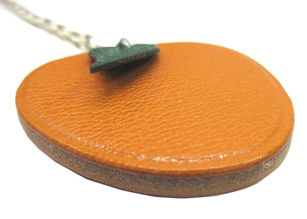 HERMES Keychain Charm Apricot Orange Chain Box Authentic From Japan